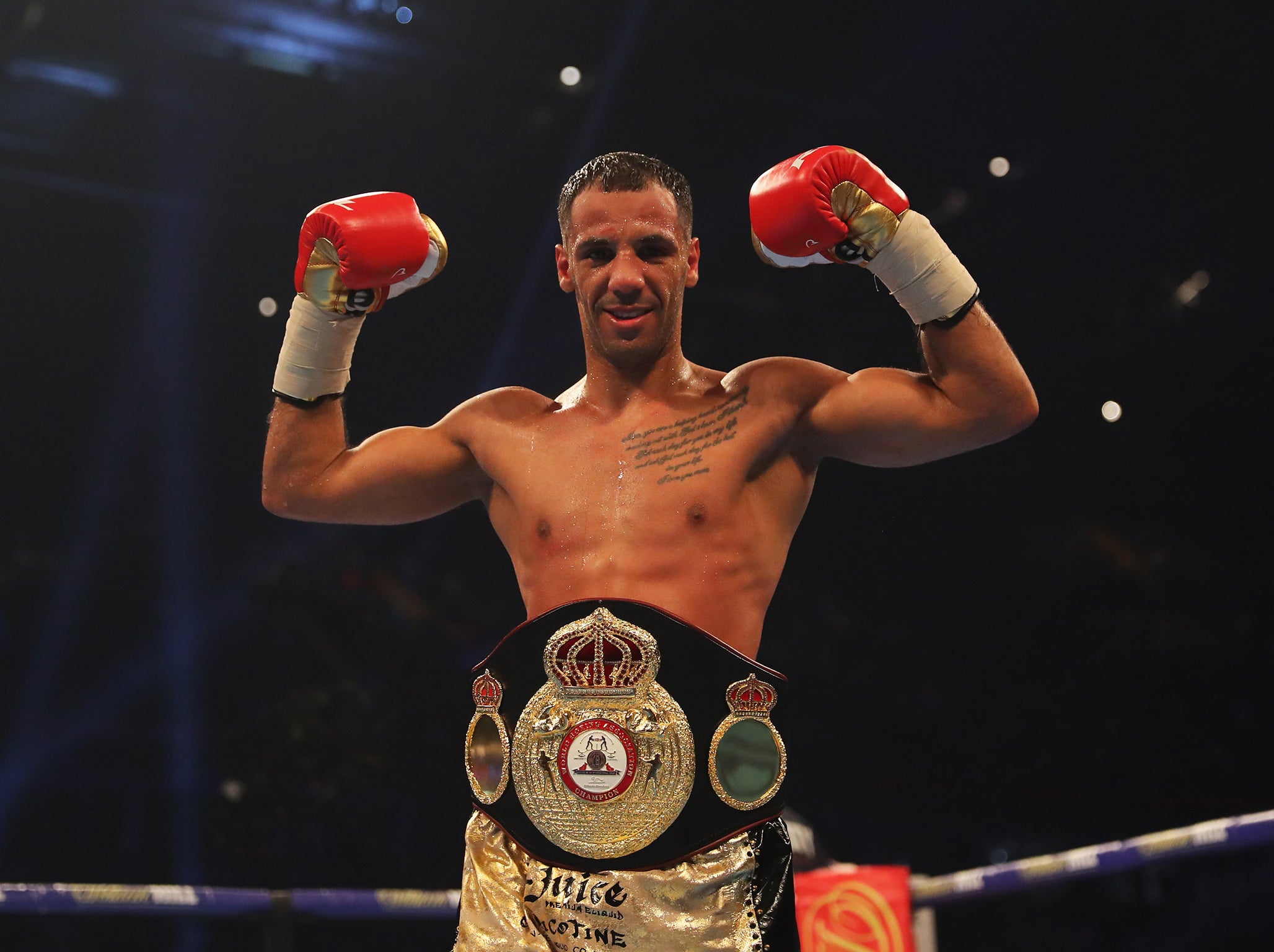 Khalid Yafai with his WBA super-flyweight belt