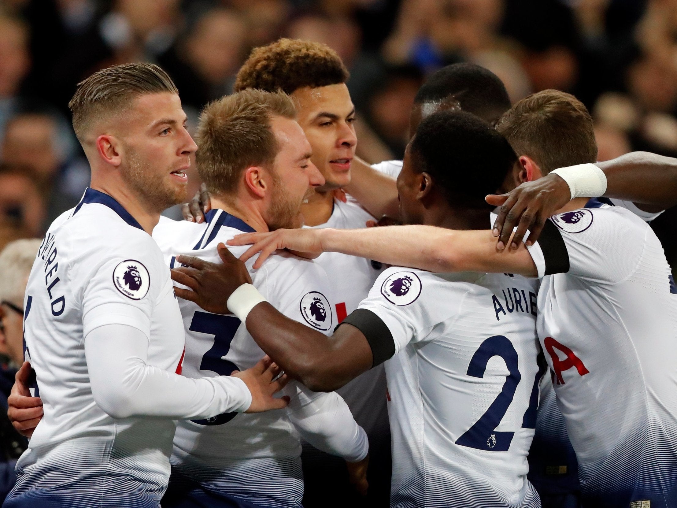 Tottenham's Dele Alli celebrates with teammates