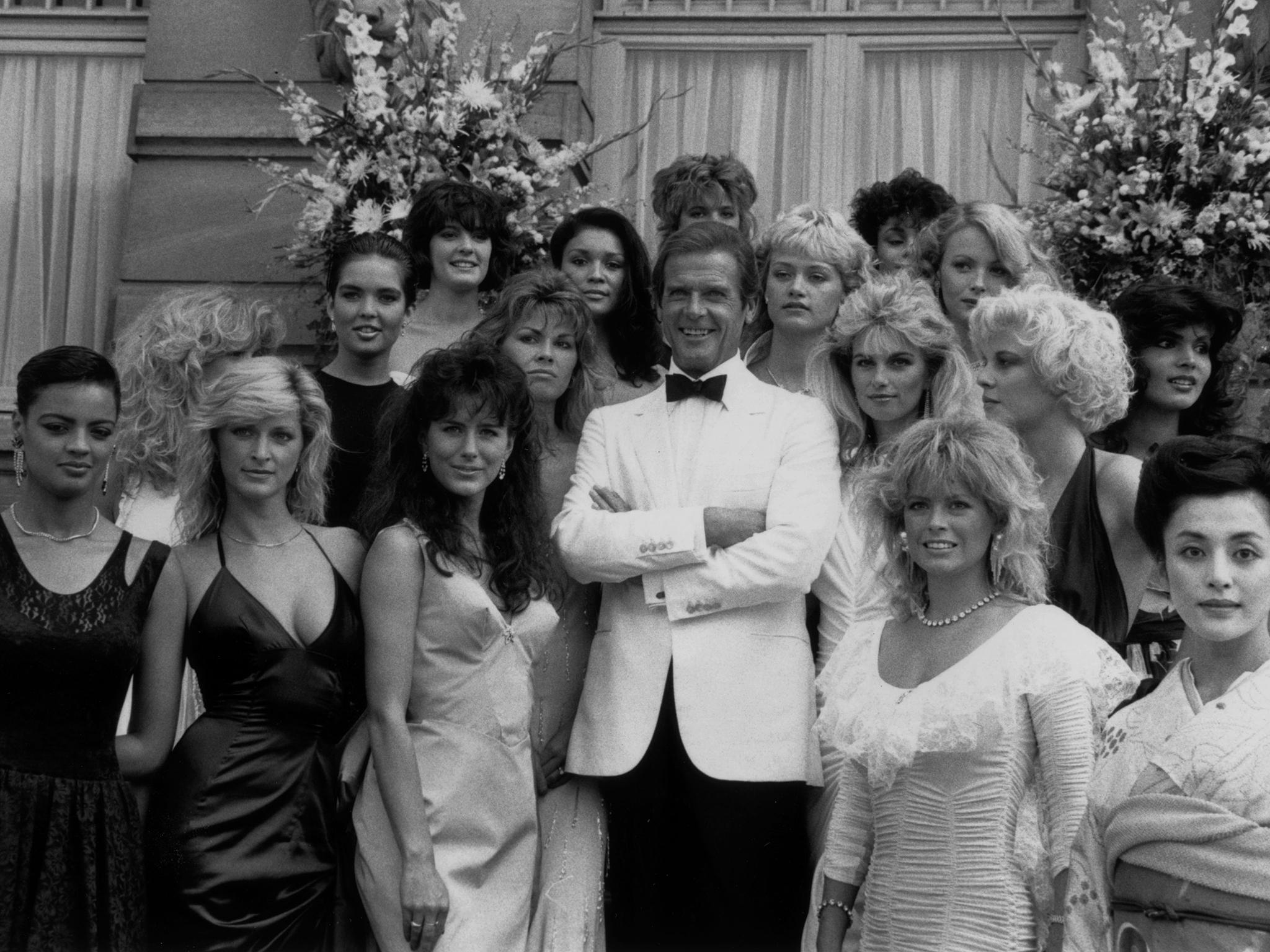 Licence revoked: Roger Moore and the Bond girls from the 1985 film ‘View to a Kill’