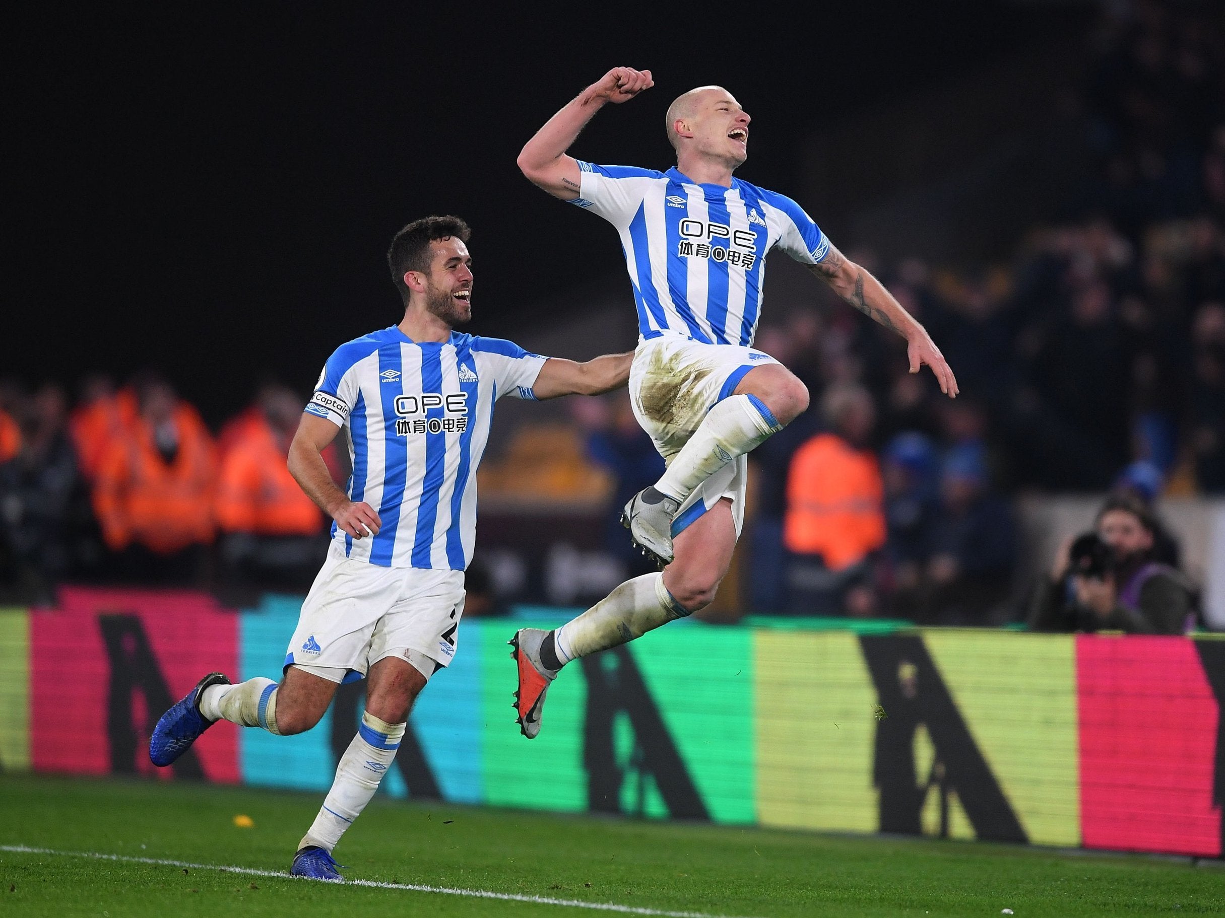 Aaron Mooy struck twice as Huddersfield beat Wolves