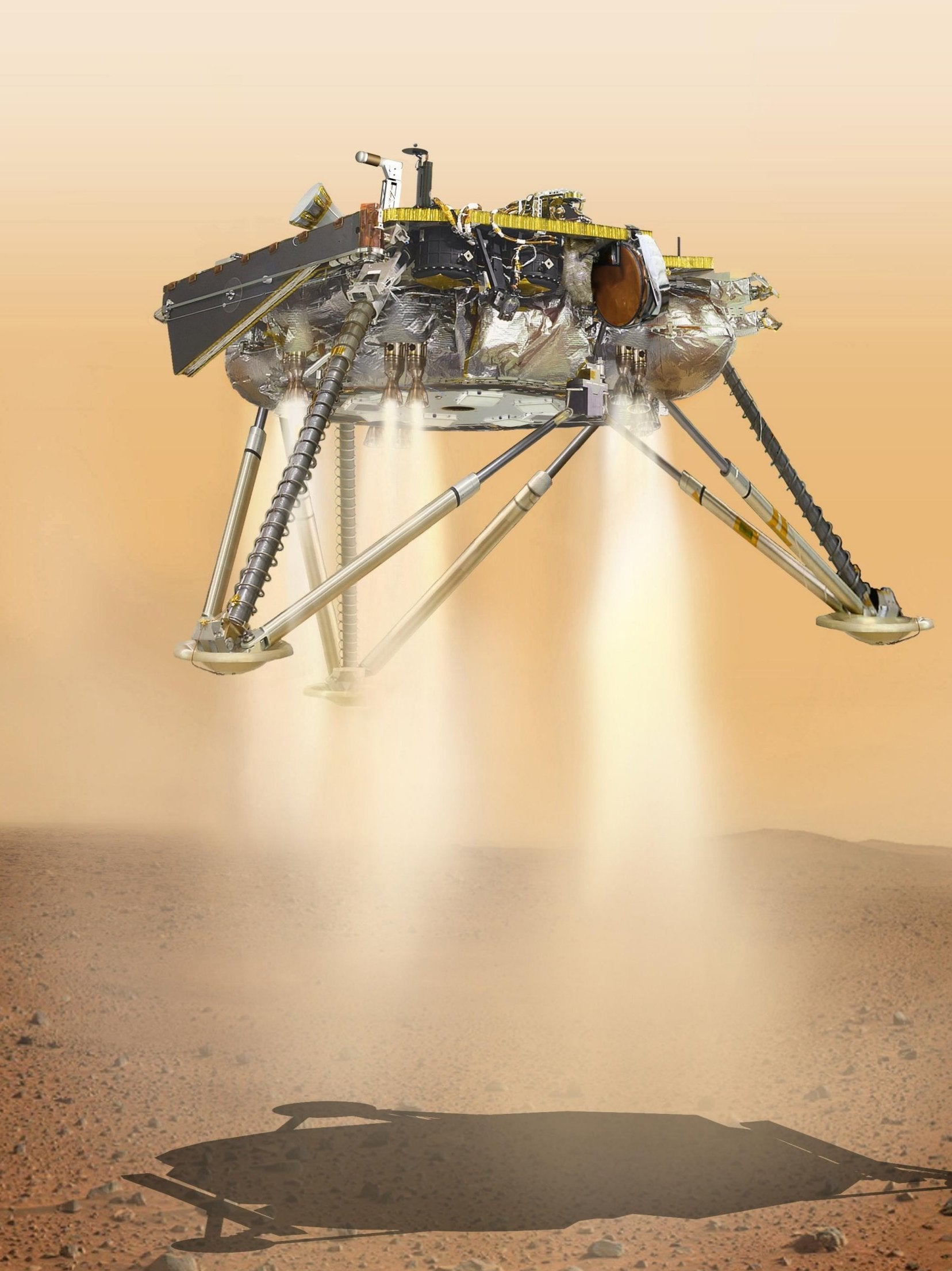 Artist’s impression of InSight about to land on the surface of the Red Planet