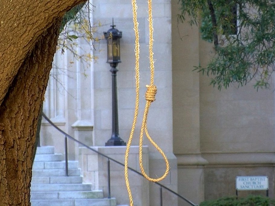 Noose hangs on a tree on the state capitol grounds in Jackson, Mississippi