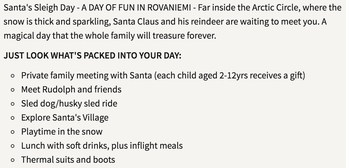 Circle line: the claim, now withdrawn, about the location for Santa day trips