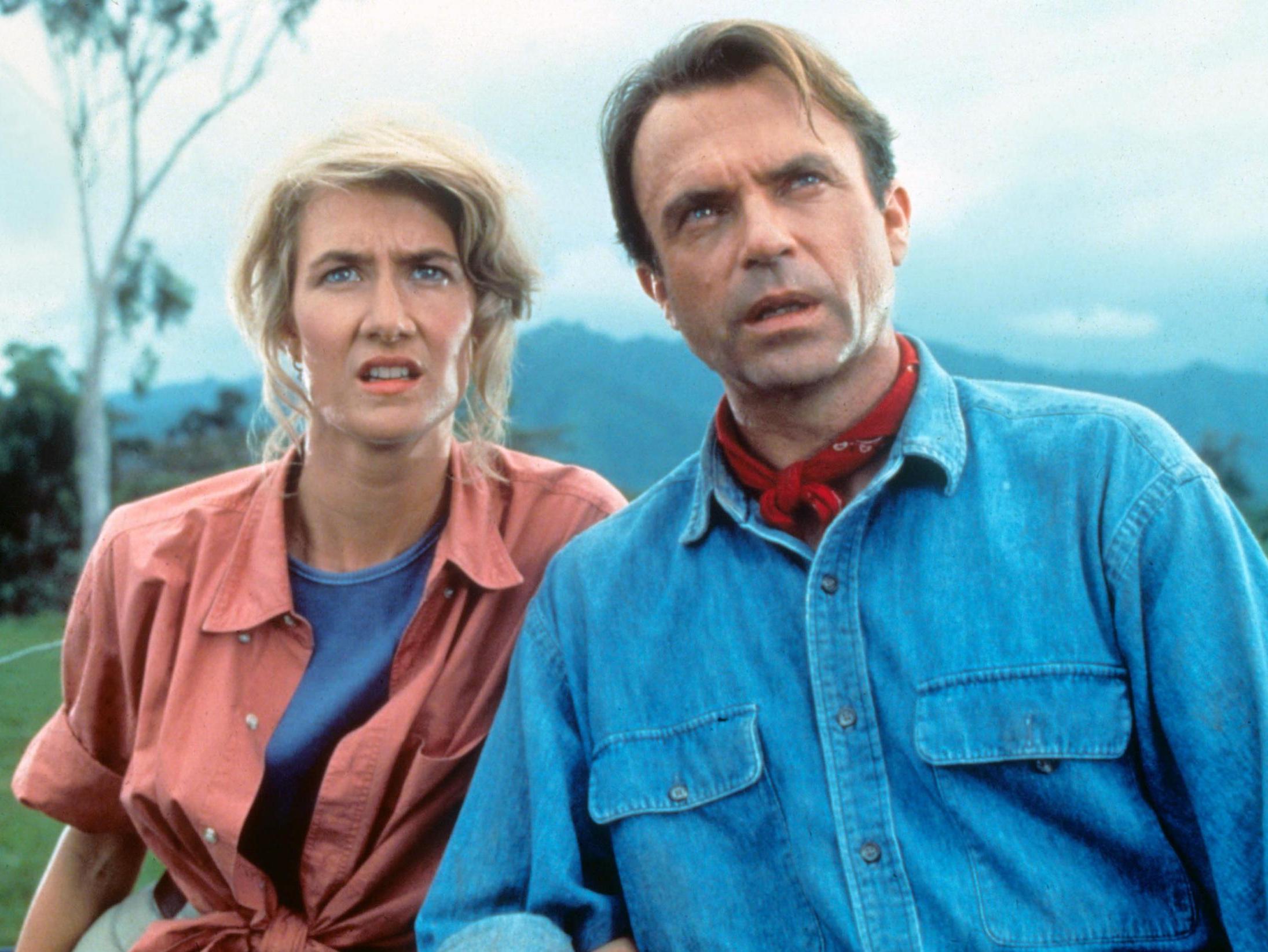 Laura Dern and Sam Neill in ‘Jurassic Park’ (Rex)