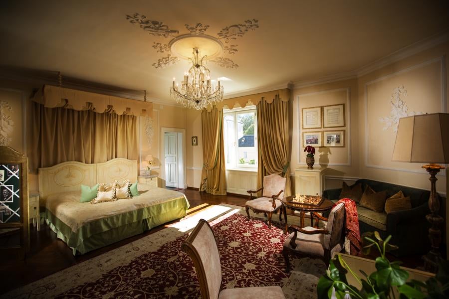 The decadent Junior Suite 247 at the Bristol Hotel