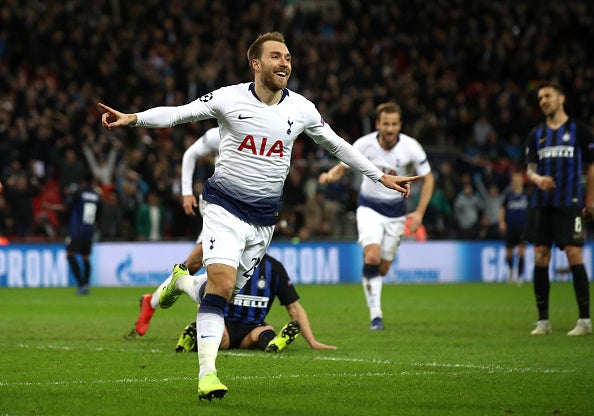 Eriksen celebrates after coming off the bench to score the winning goal