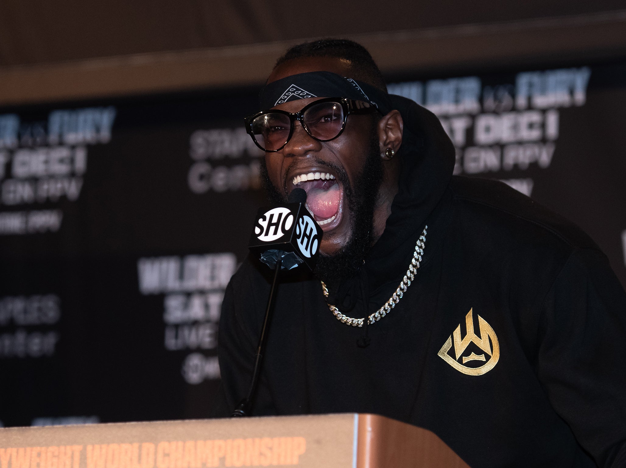 Deontay Wilder takes to the mic