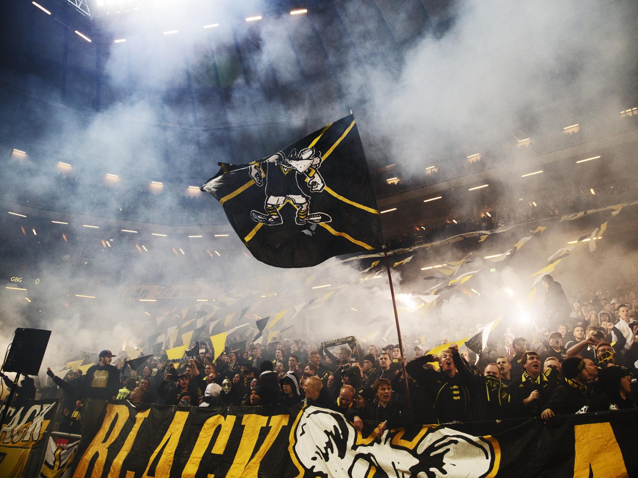 AIK fans at the Friends Arena for the visit of Goteborg