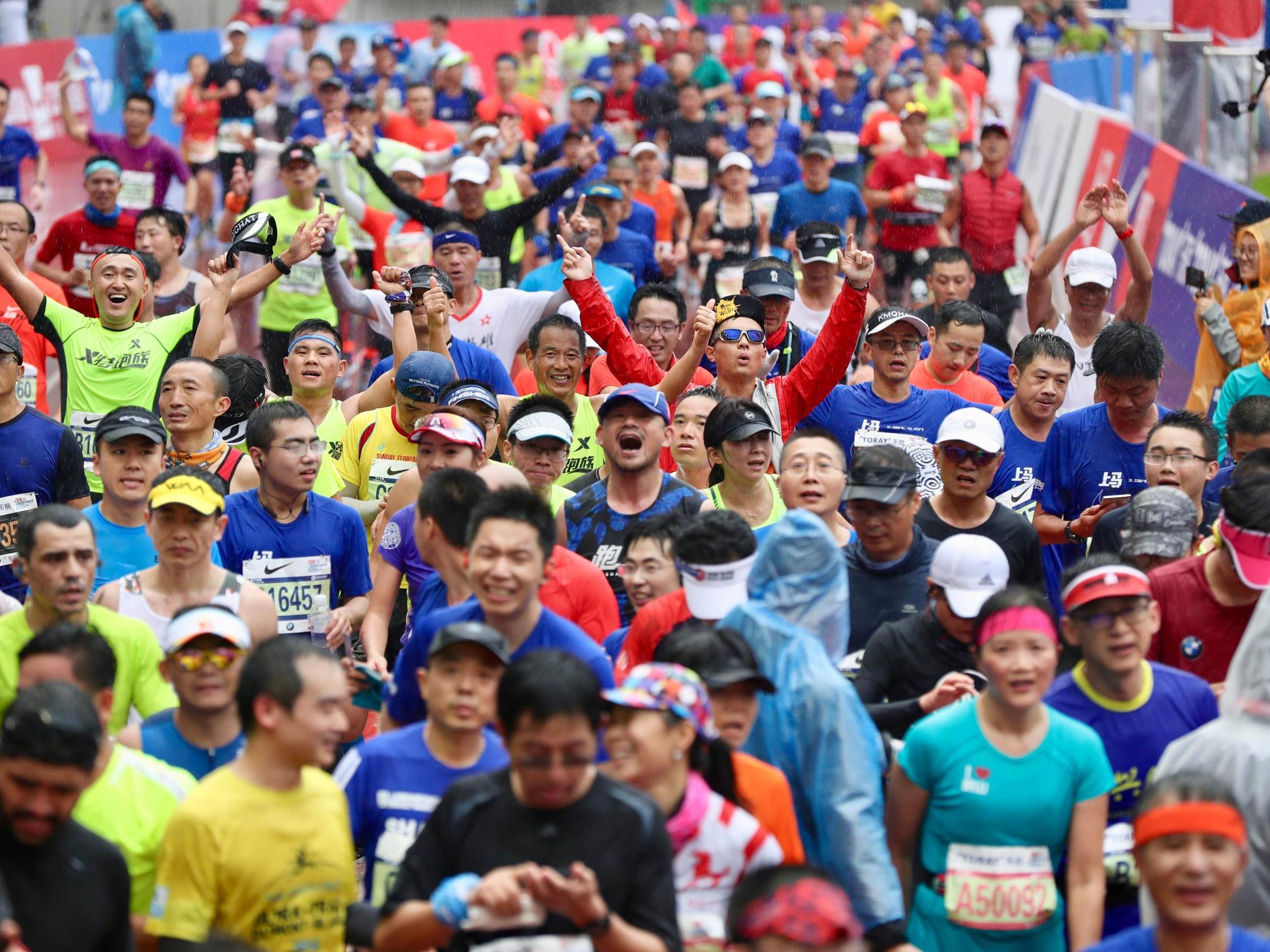 Runners in action during the Shenzhen Half-Marathon