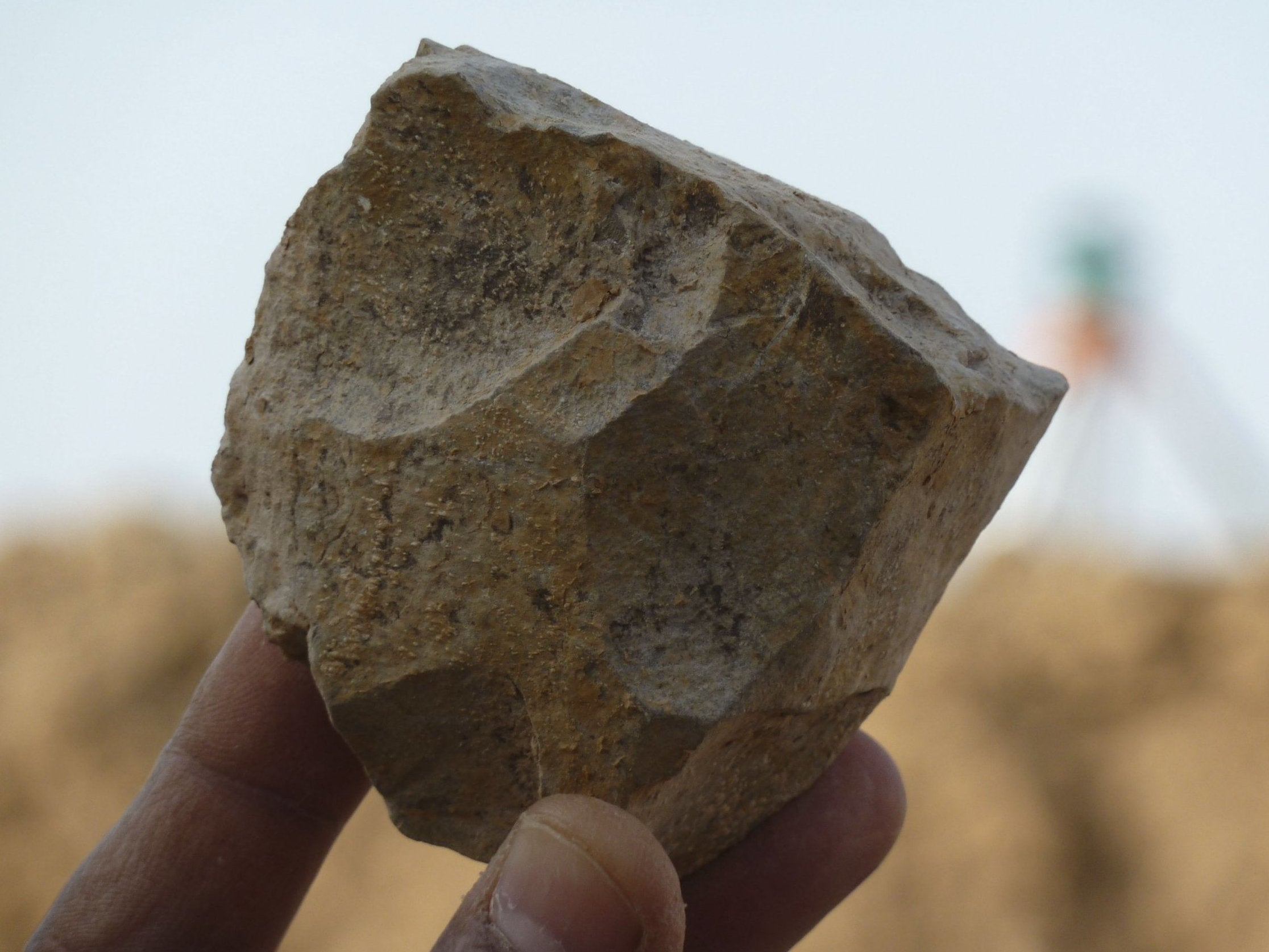 One of the stones that archaeologists believe bears cut marks