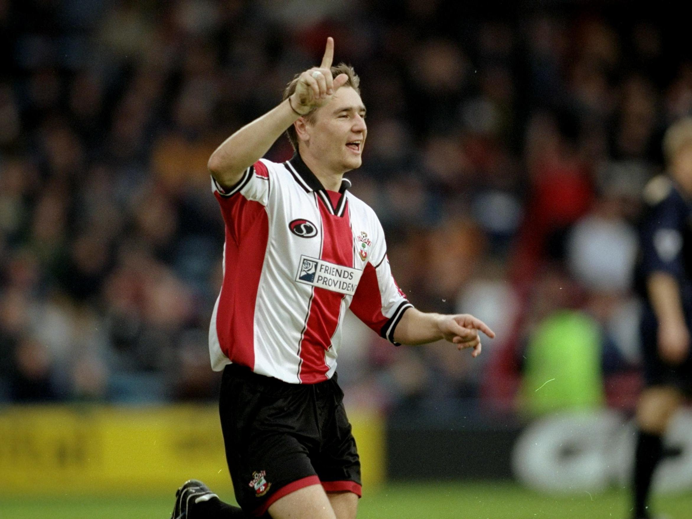 Pahars celebrates scoring for Southampton against Wimbledon in October 1999