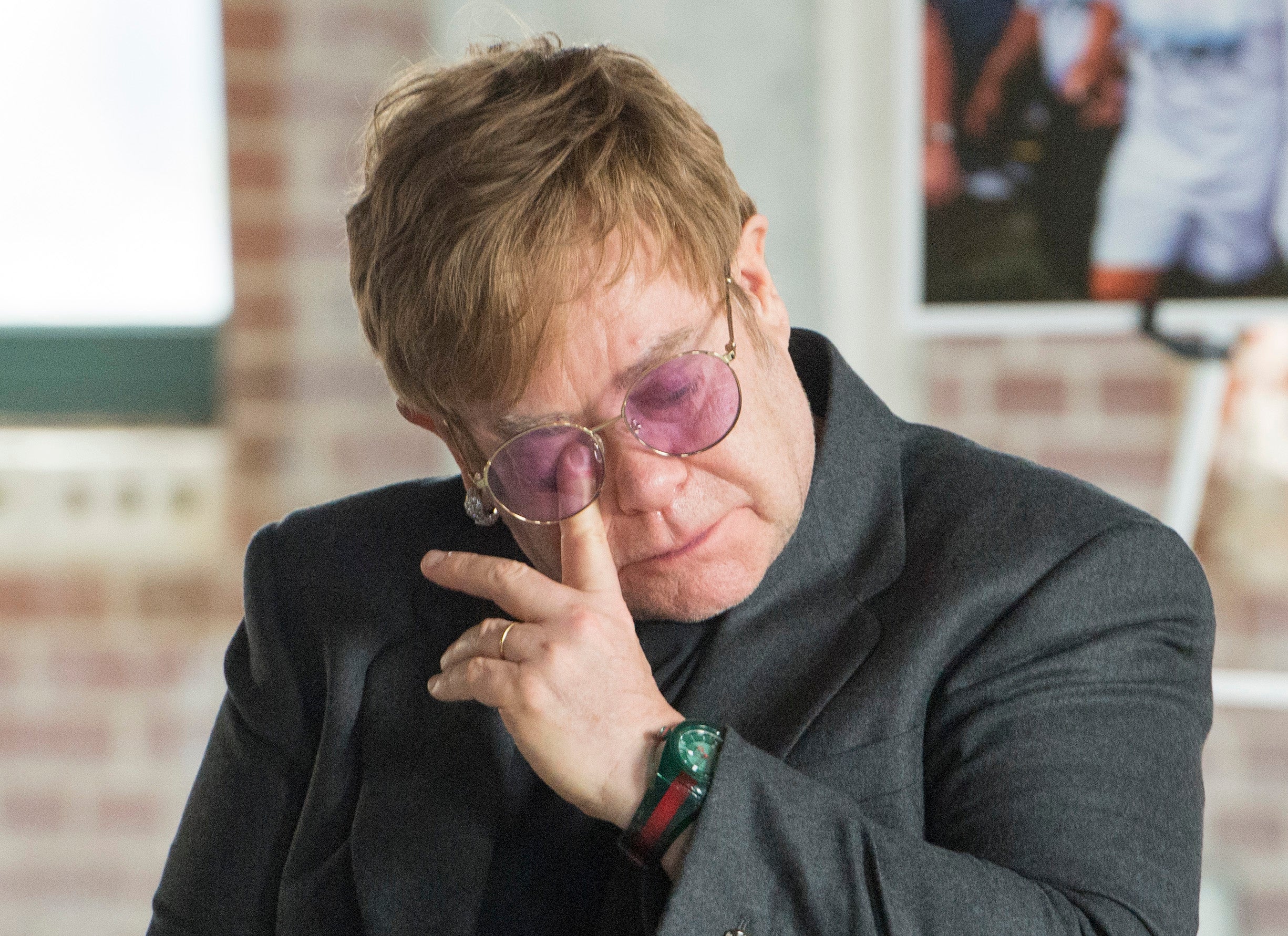 Sir Elton John moved to tears at the Grady Ponce De Leon Centre in Atlanta last week