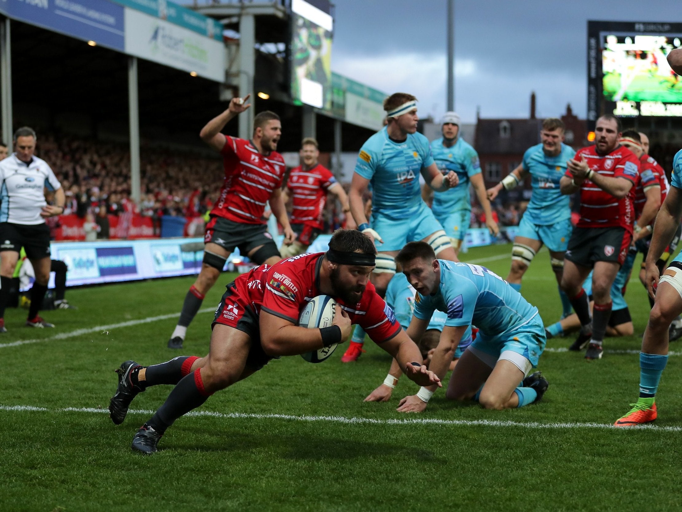 James Hanson opened the scoring at Kingsholm