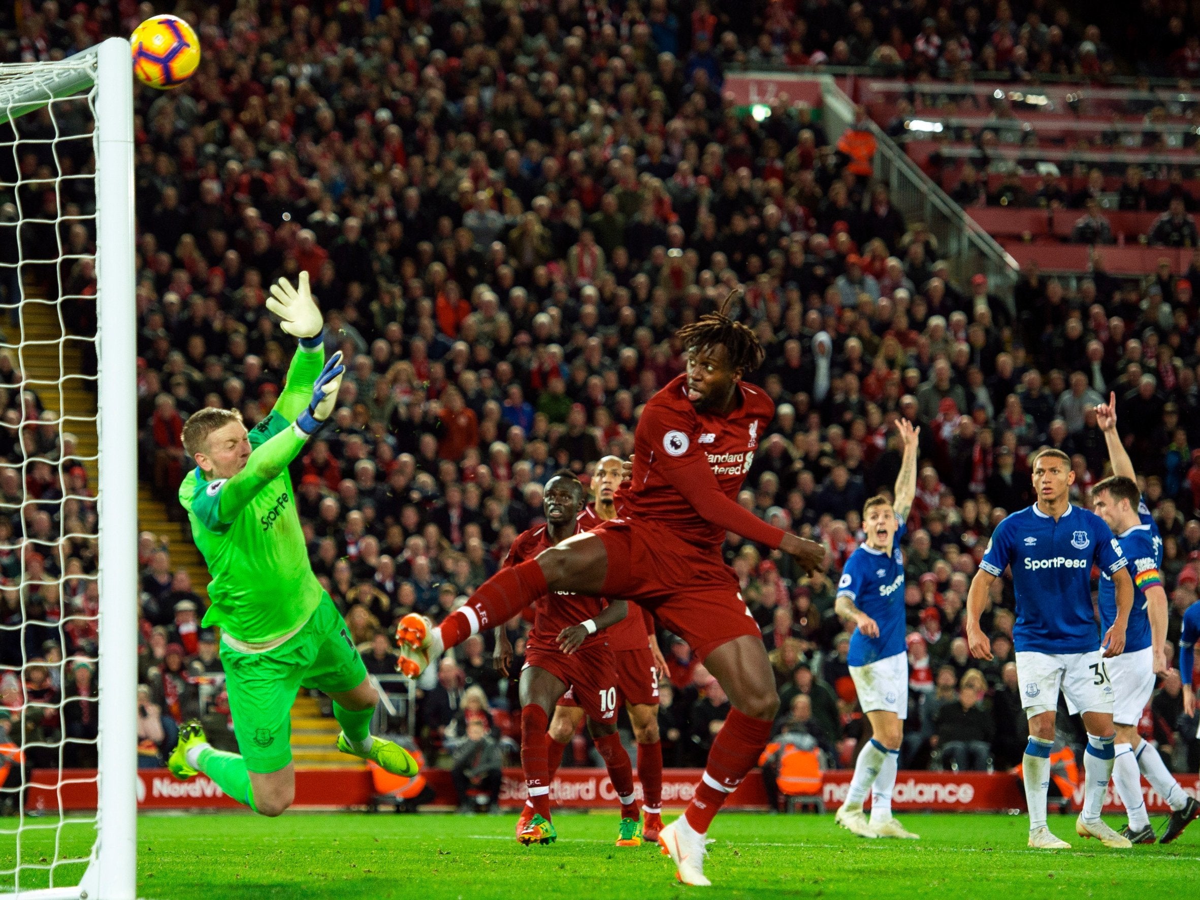 Divock Origi hits the crossbar minutes before his winning moment