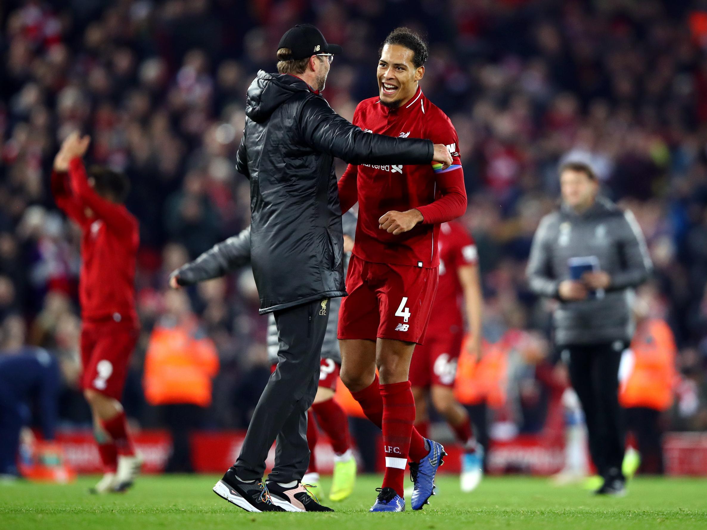 Van Dijk’s wayward volley helped hand Liverpool a late victory