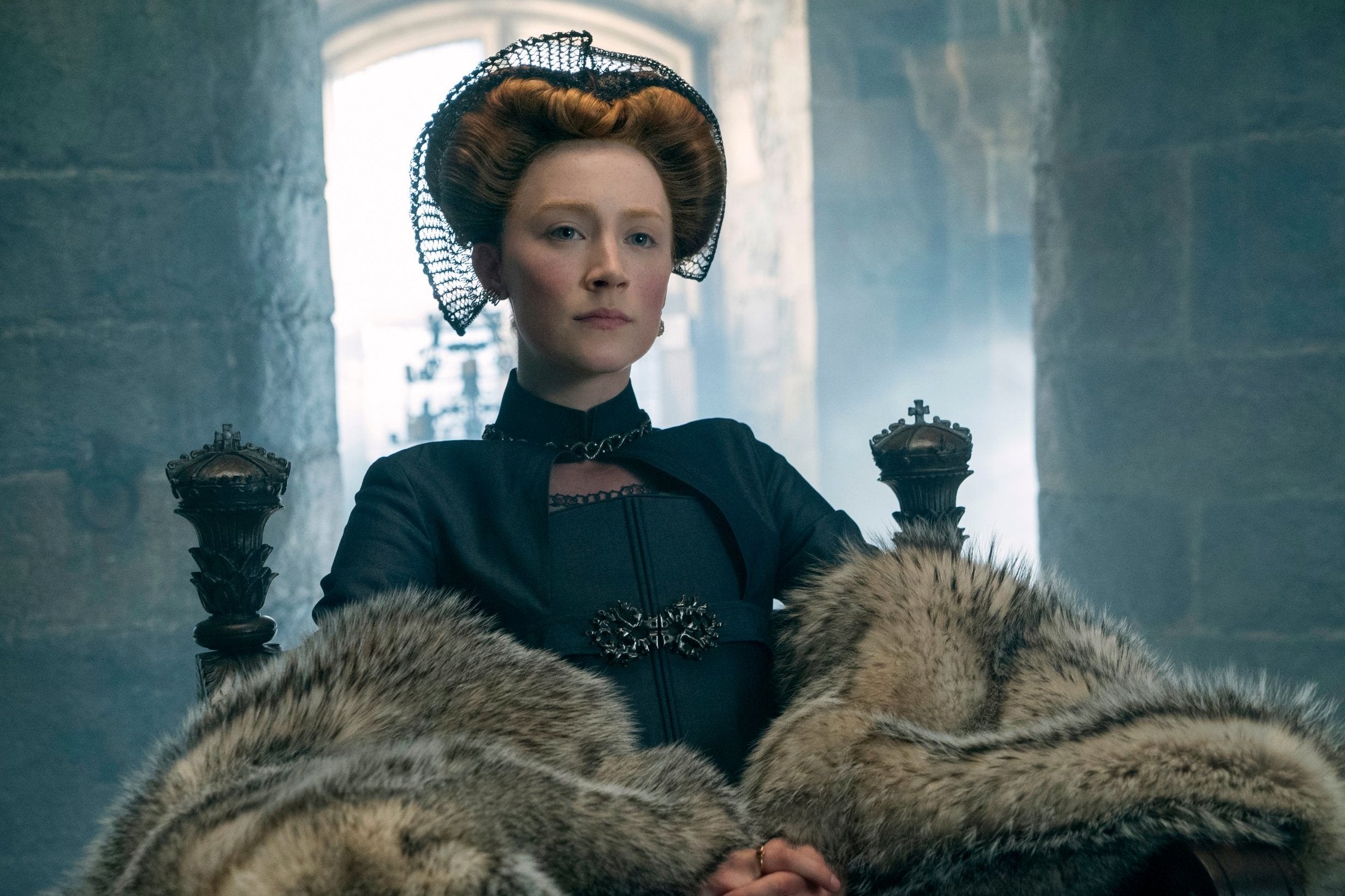 Saoirse Ronan as Mary Stuart in a scene from 'Mary Queen of Scots'