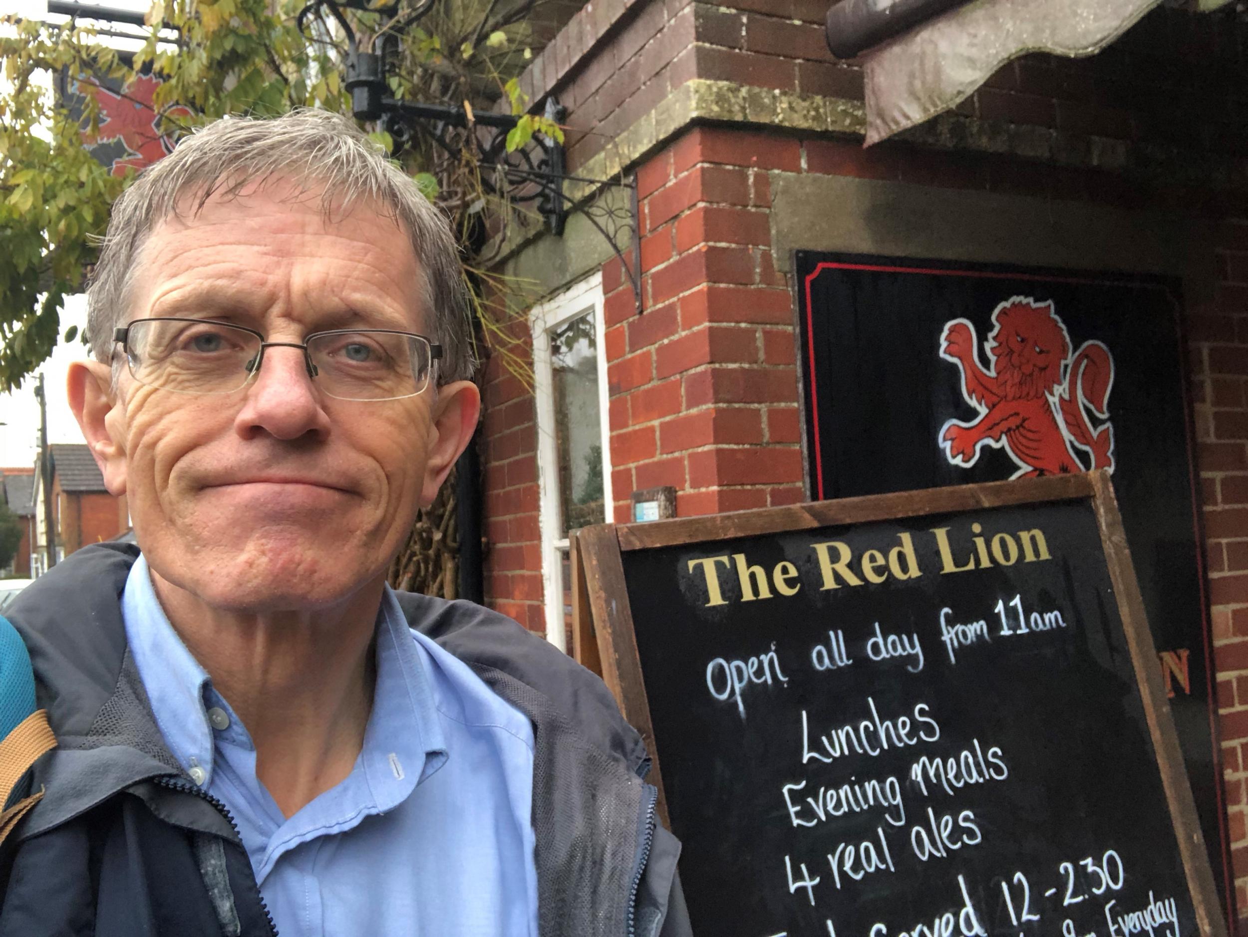 Outside the Red Lion, the second checkpoint