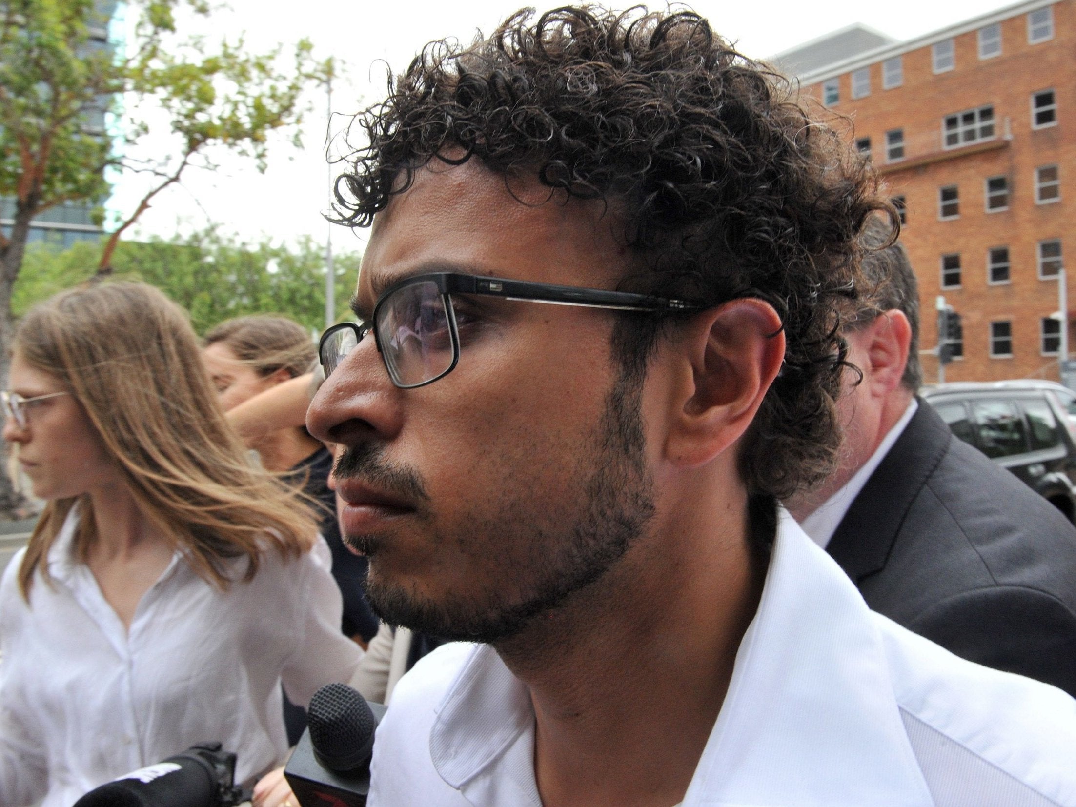 Arsalan Khawaja, the brother of Australian cricketer Usman Khawaja, leaves Parramatta Police Station in Sydney