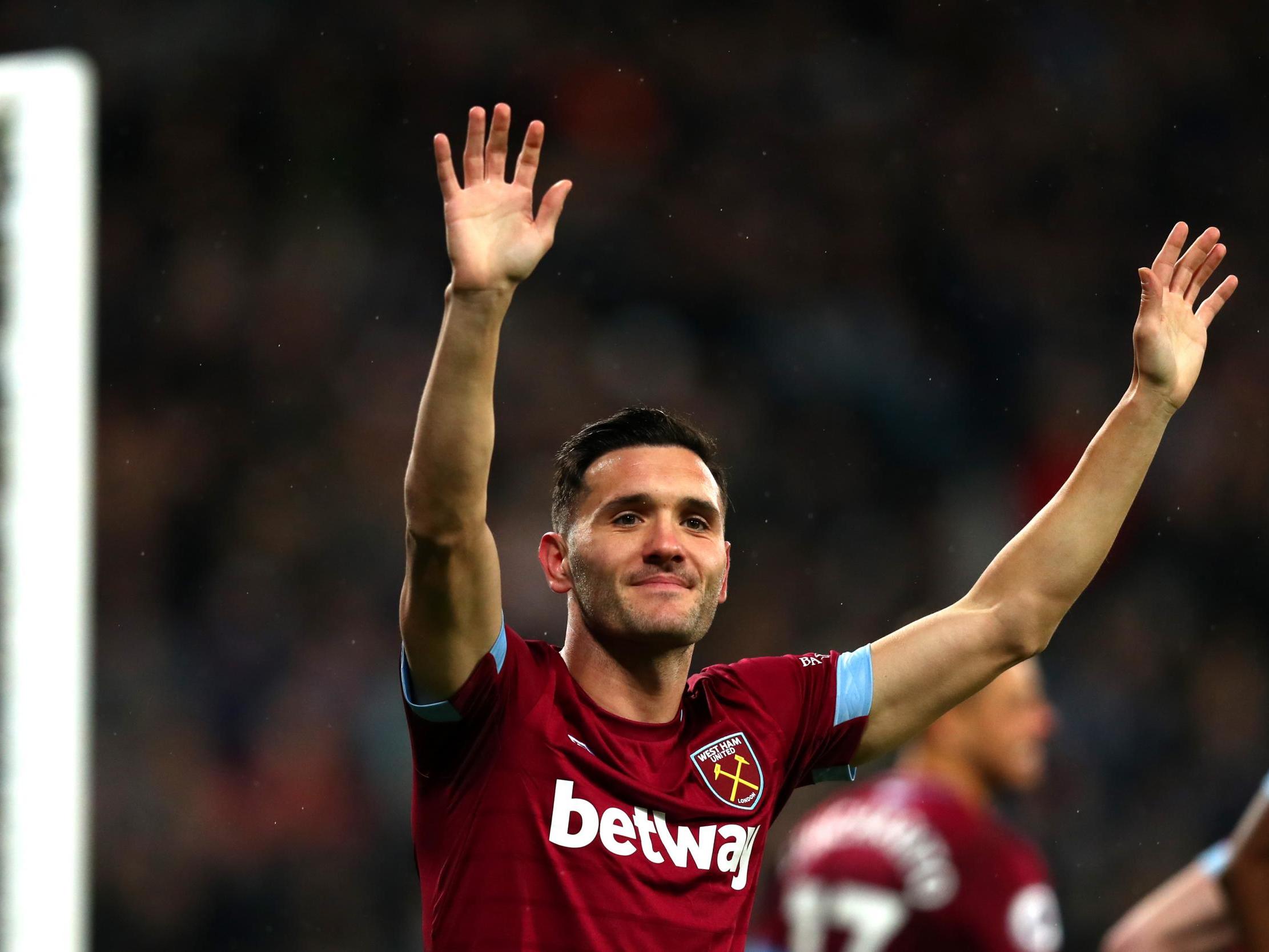 Lucas Perez celebrates his second goal of the evening