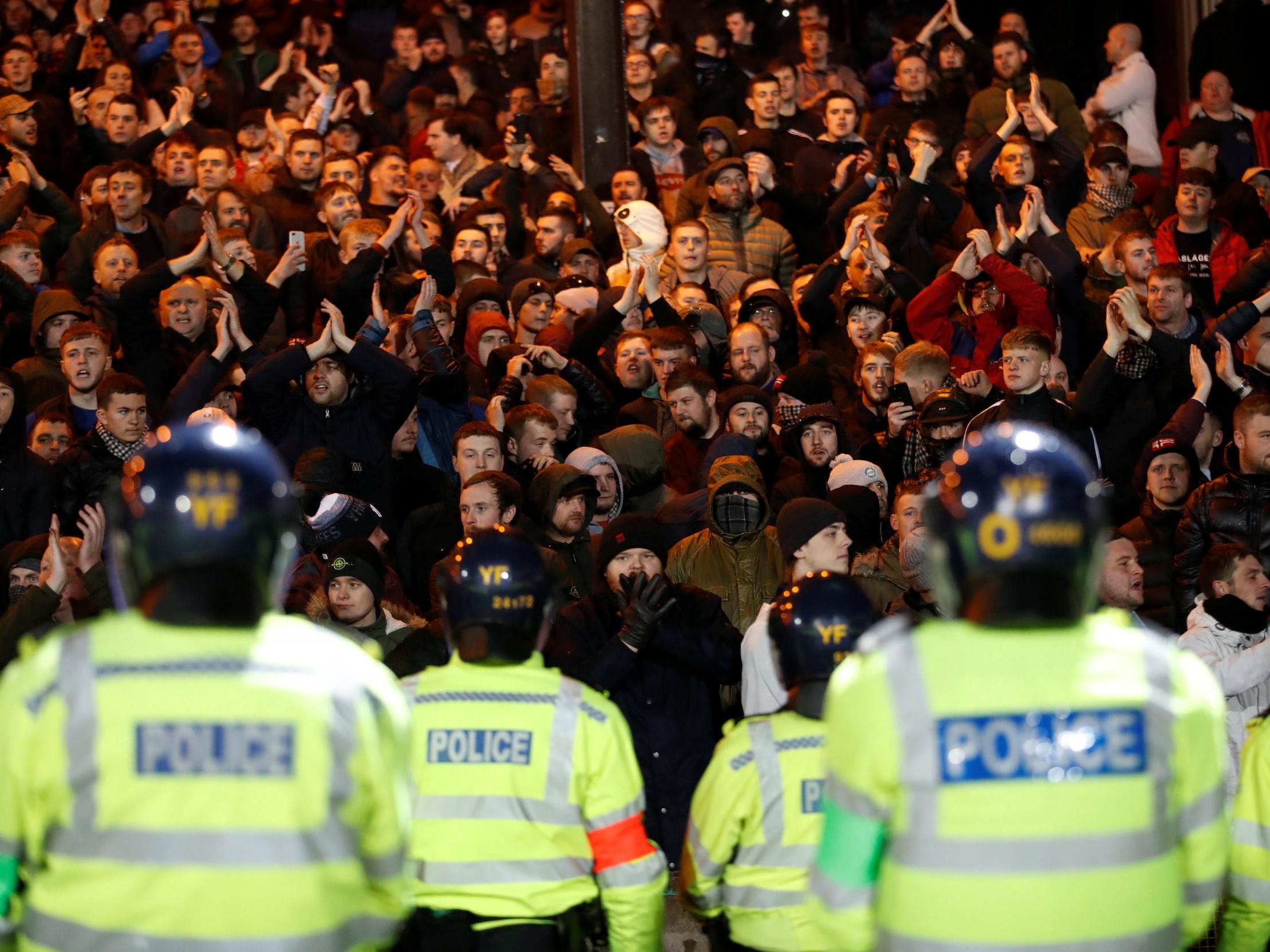 Police were forced to intervene during the game at Vale Park