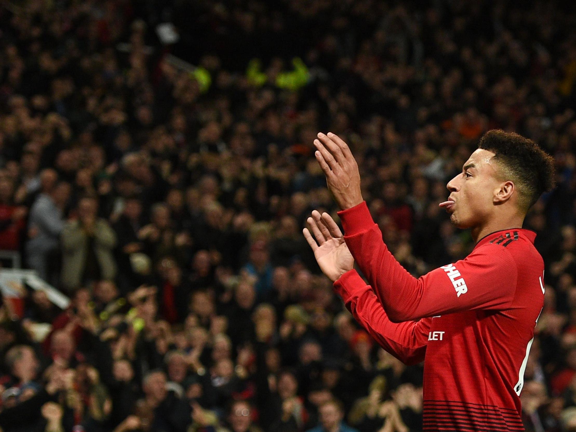 Jesse Lingard celebrates his equaliser for United