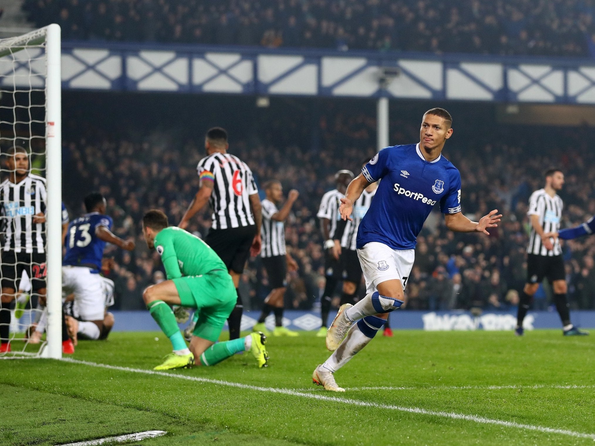 Richarlison peels away after finding the net at the back post