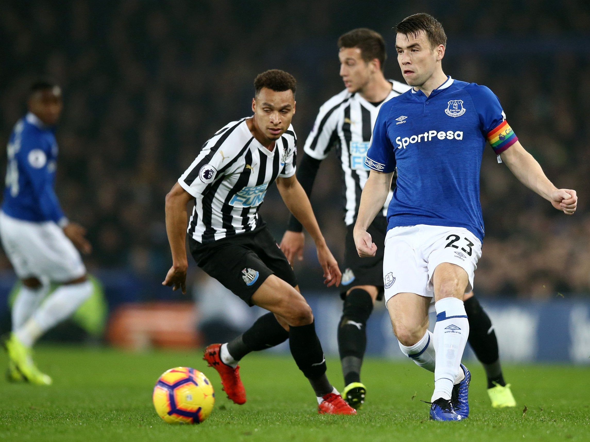 Captain Seamus Coleman on the ball for Everton