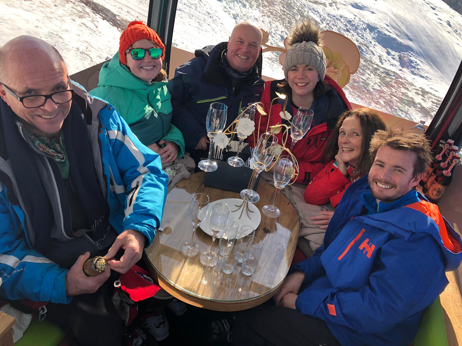 Onboard the Perrier-Jouet gondola