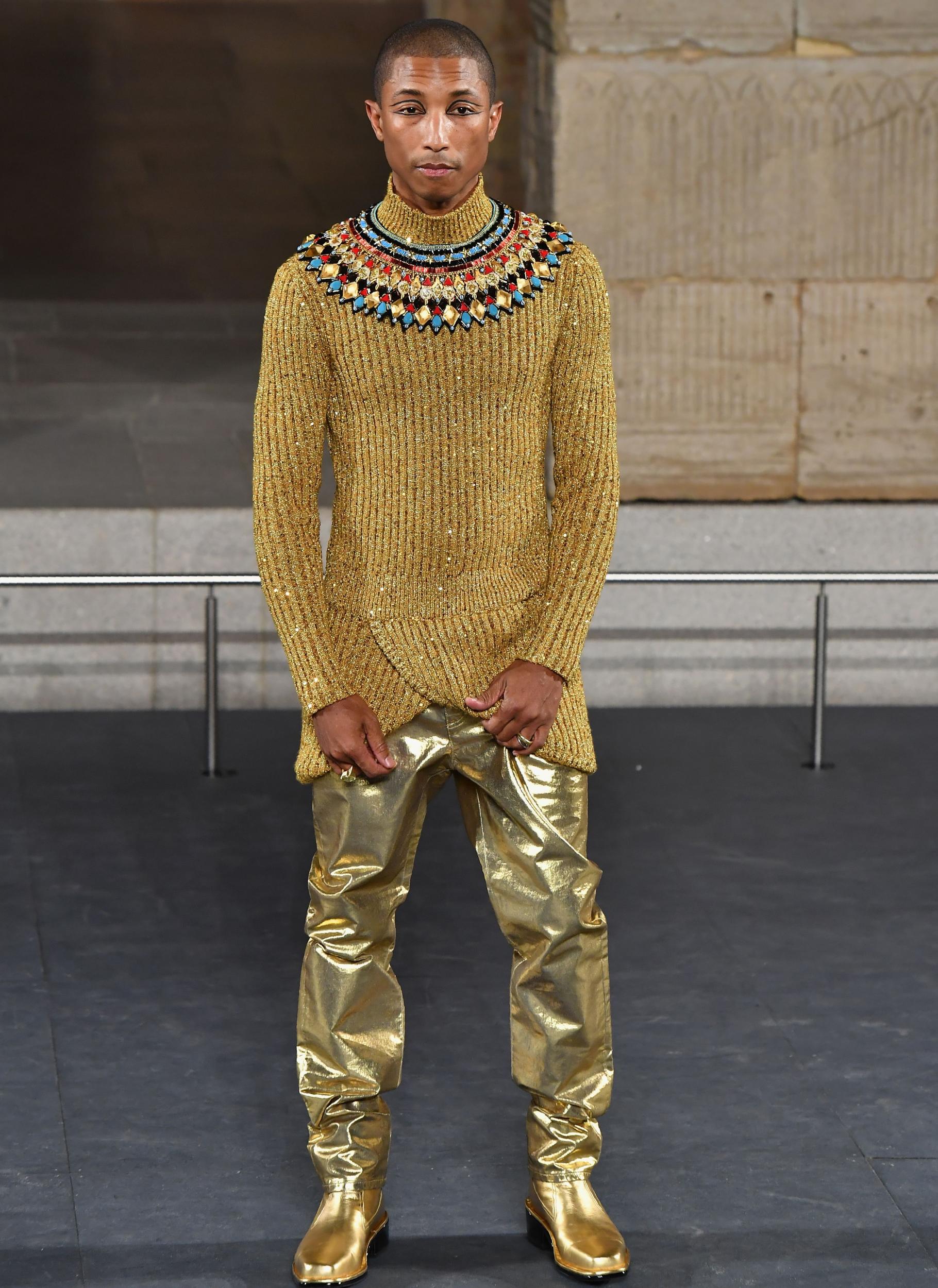 Pharrell Williams walks the runway during the Chanel Métiers d'Art 2018/19 show at the Metropolitan Museum of Art on 4 December 2018