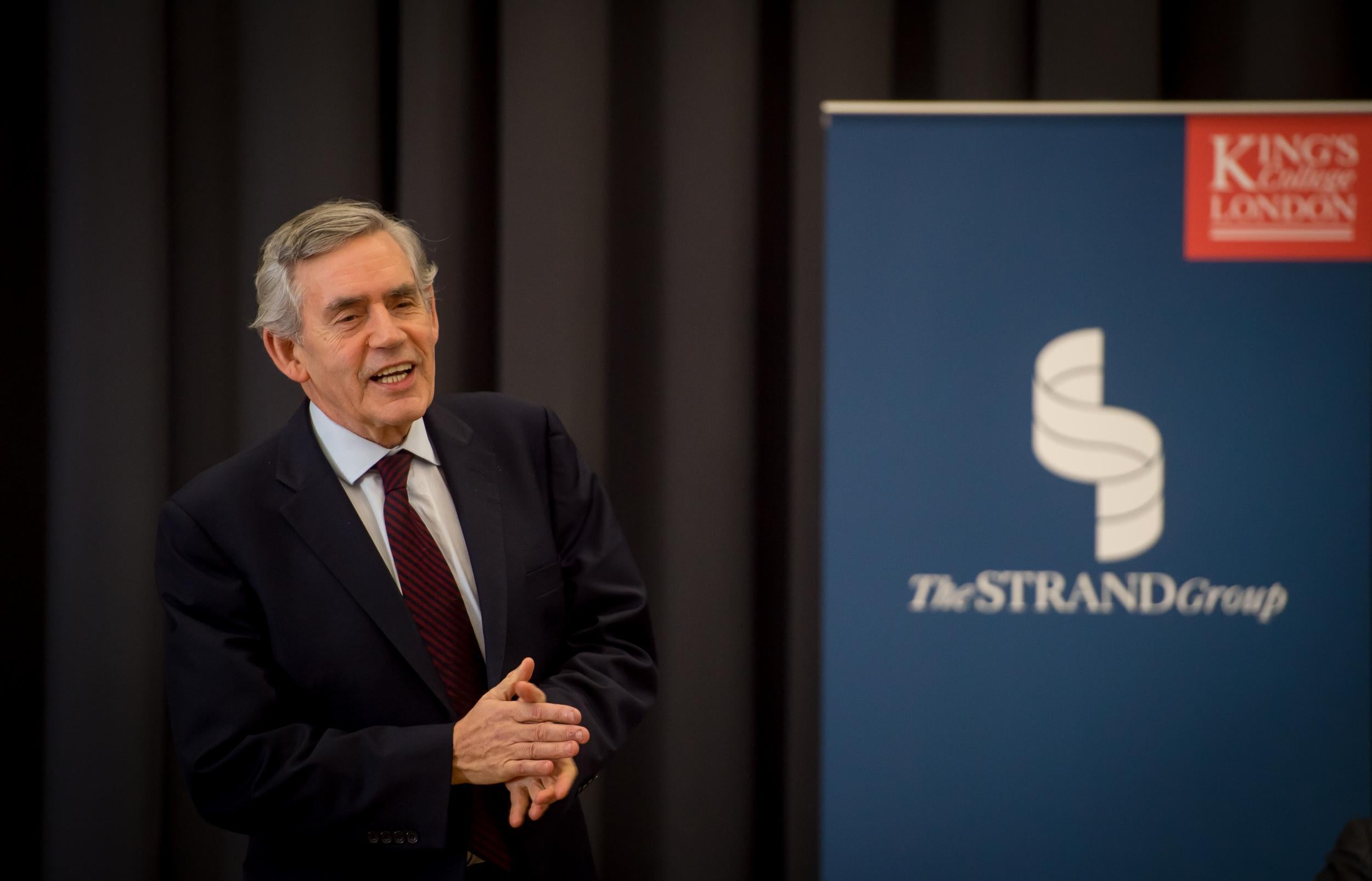 Gordon Brown answers questions from postgraduate students at King’s College