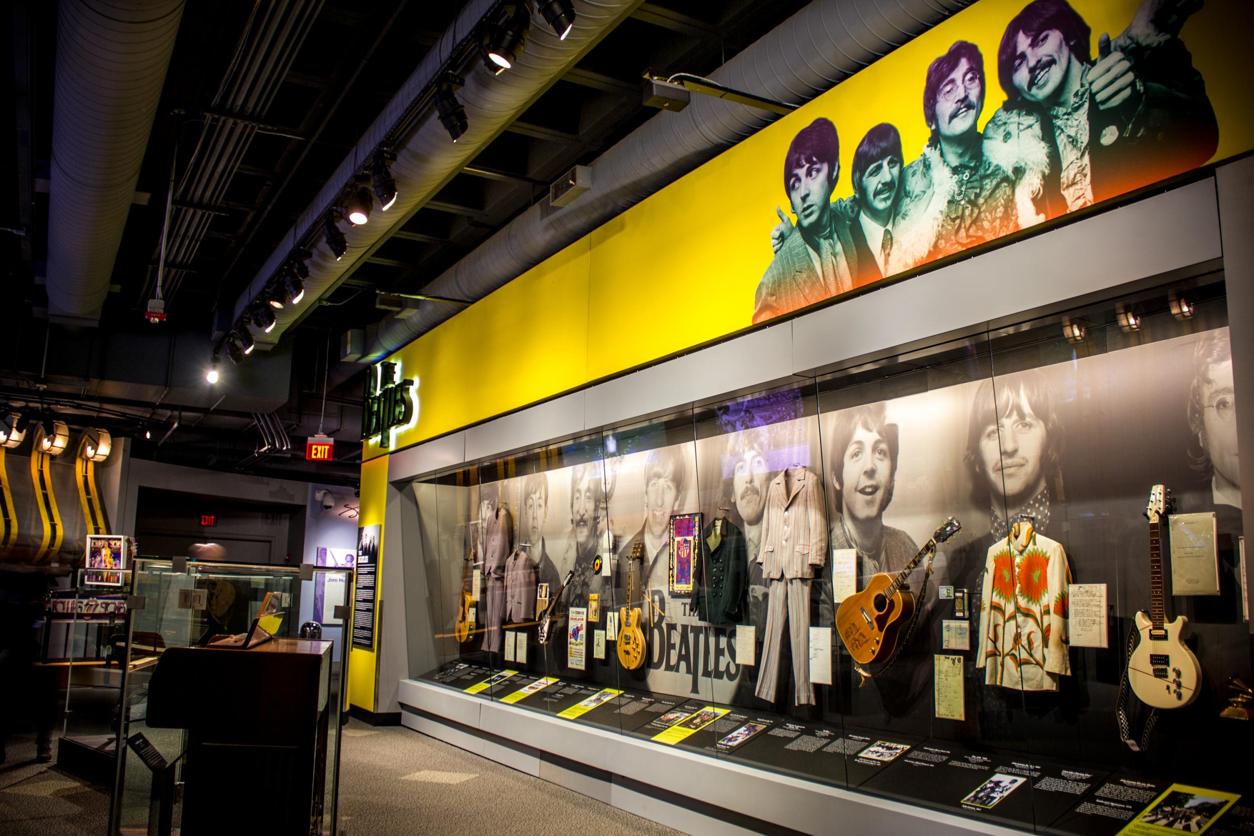 An exhibit inside the museum pays tribute to the Beatles. (Rock &amp; Roll Hall of Fame)