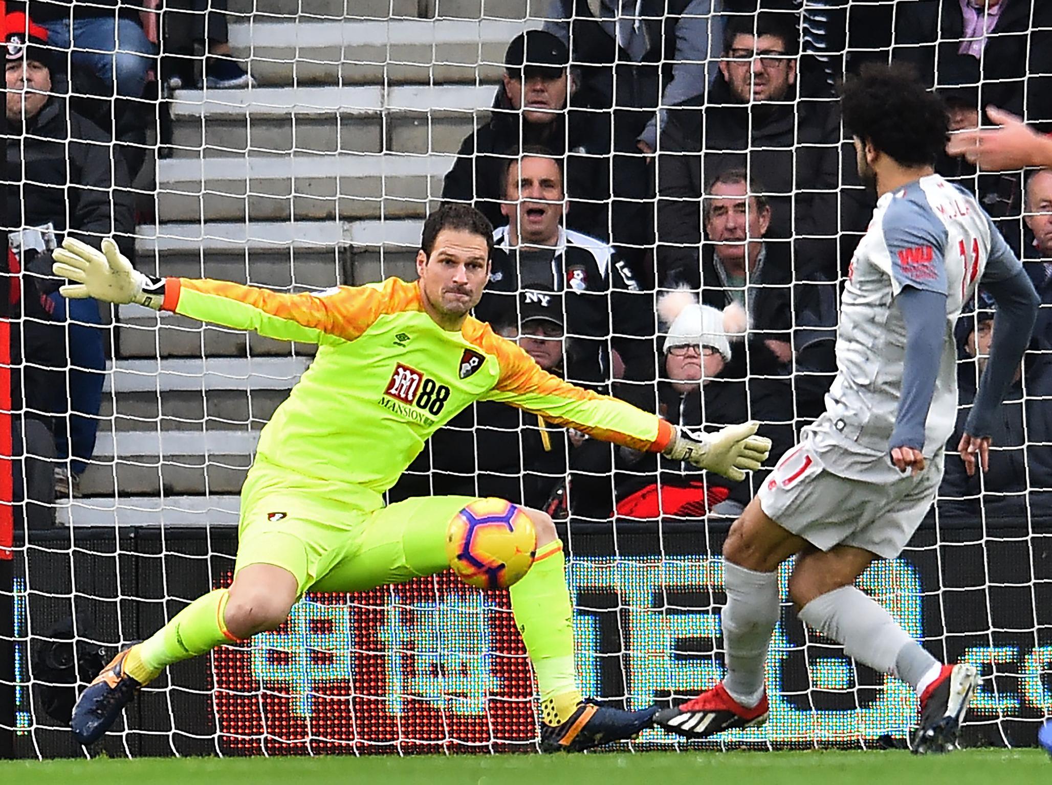 Salah poked the ball past Asmir Begoviic (AFP/Getty)