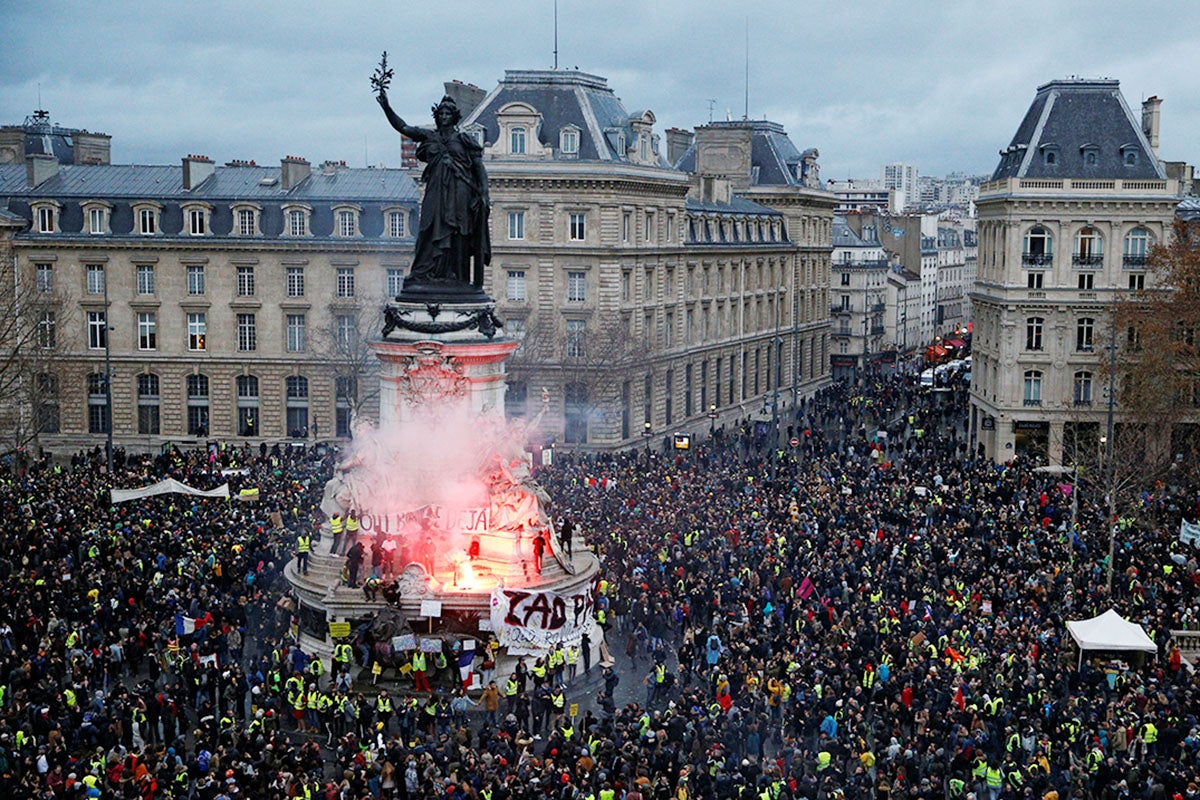 Protesters at Place de la Republique (Reuters)