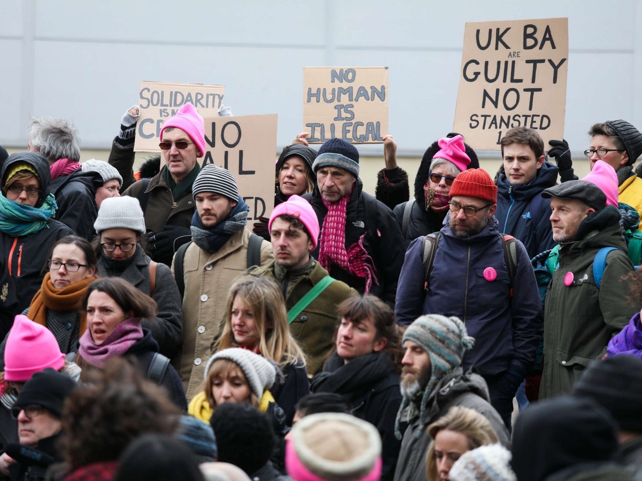 The defendants outside court earlier this year