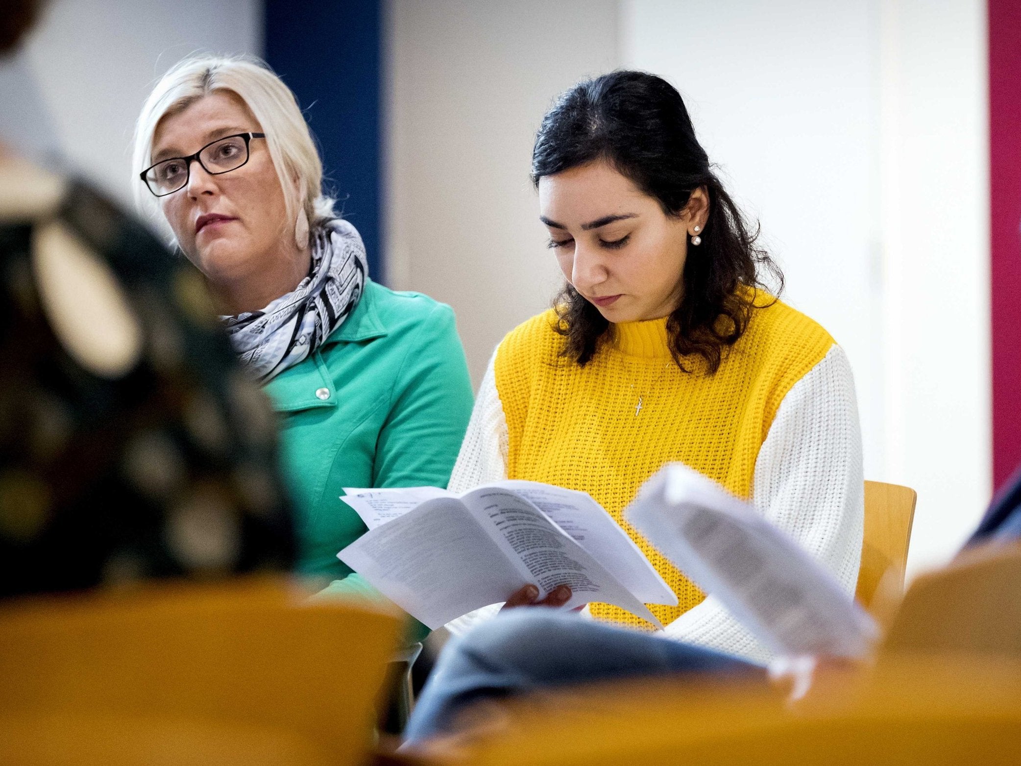 Armenian Hayarpi Tamrazyan (centre) attends a religious service at the Bethel Church in The Hague, The Netherlands