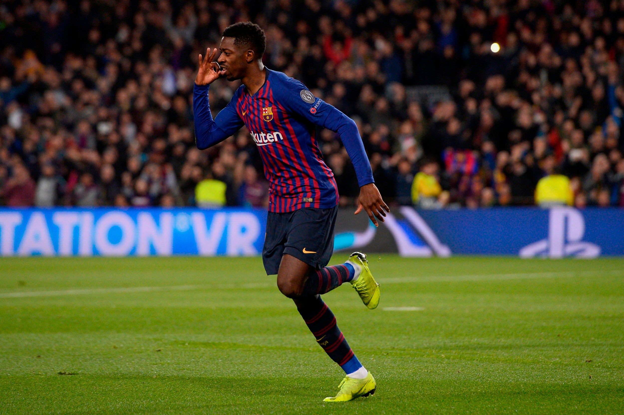 (Dembele celebrates his eye-catching goal AFP/Getty Images)