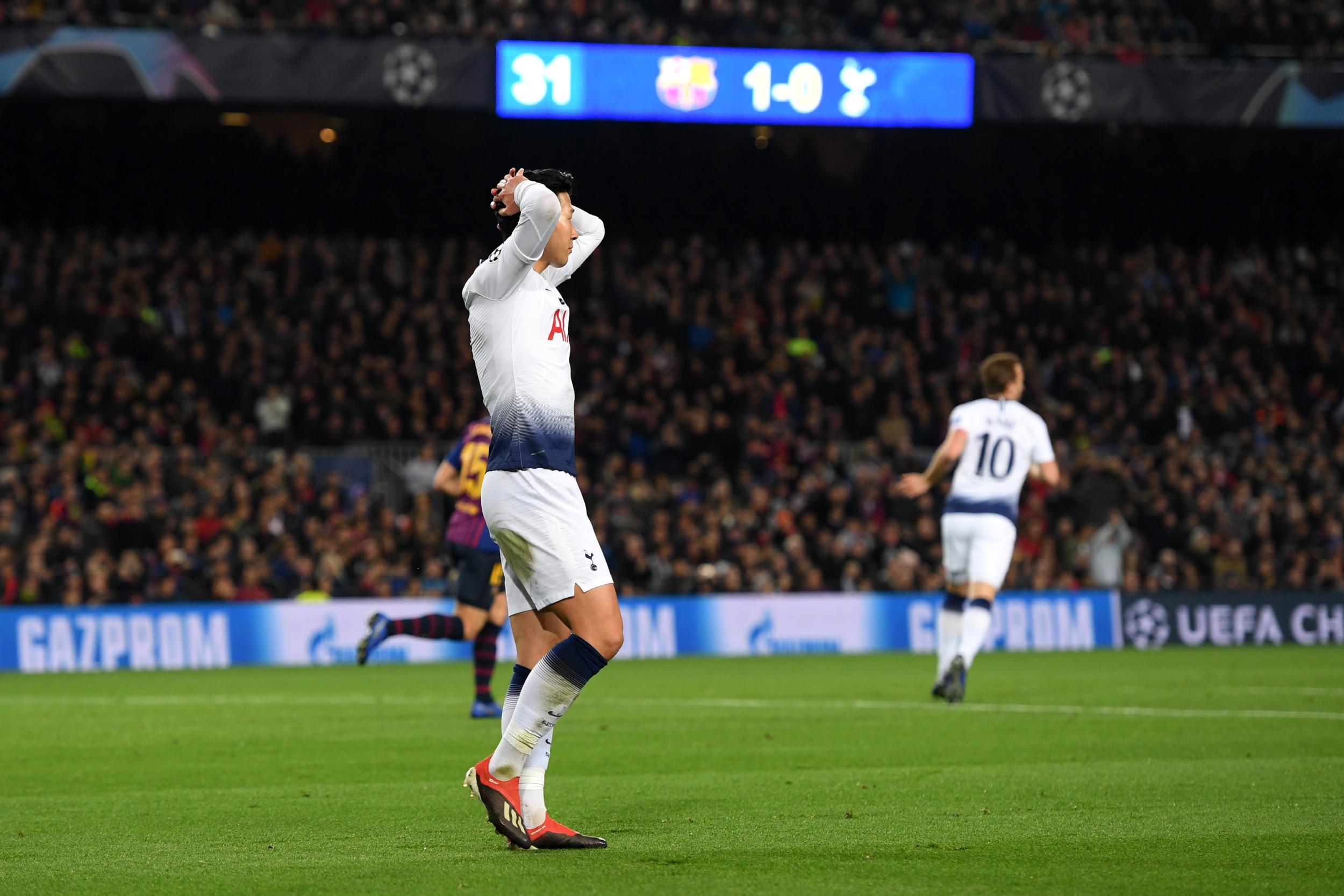 Son Heung-min reacts after missing a golden opportunity