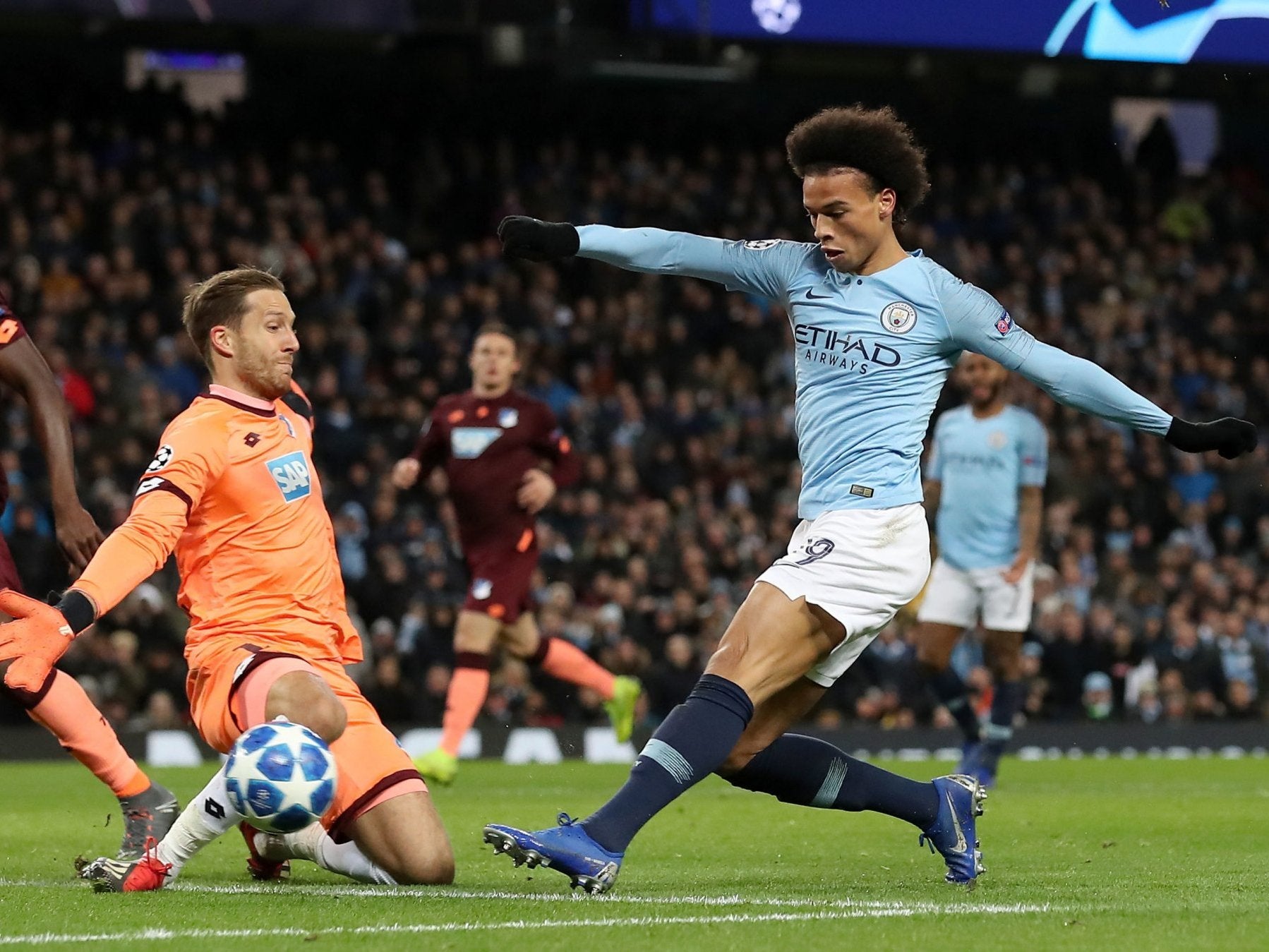 Leroy Sane scored twice to see Manchester City past Hoffenheim