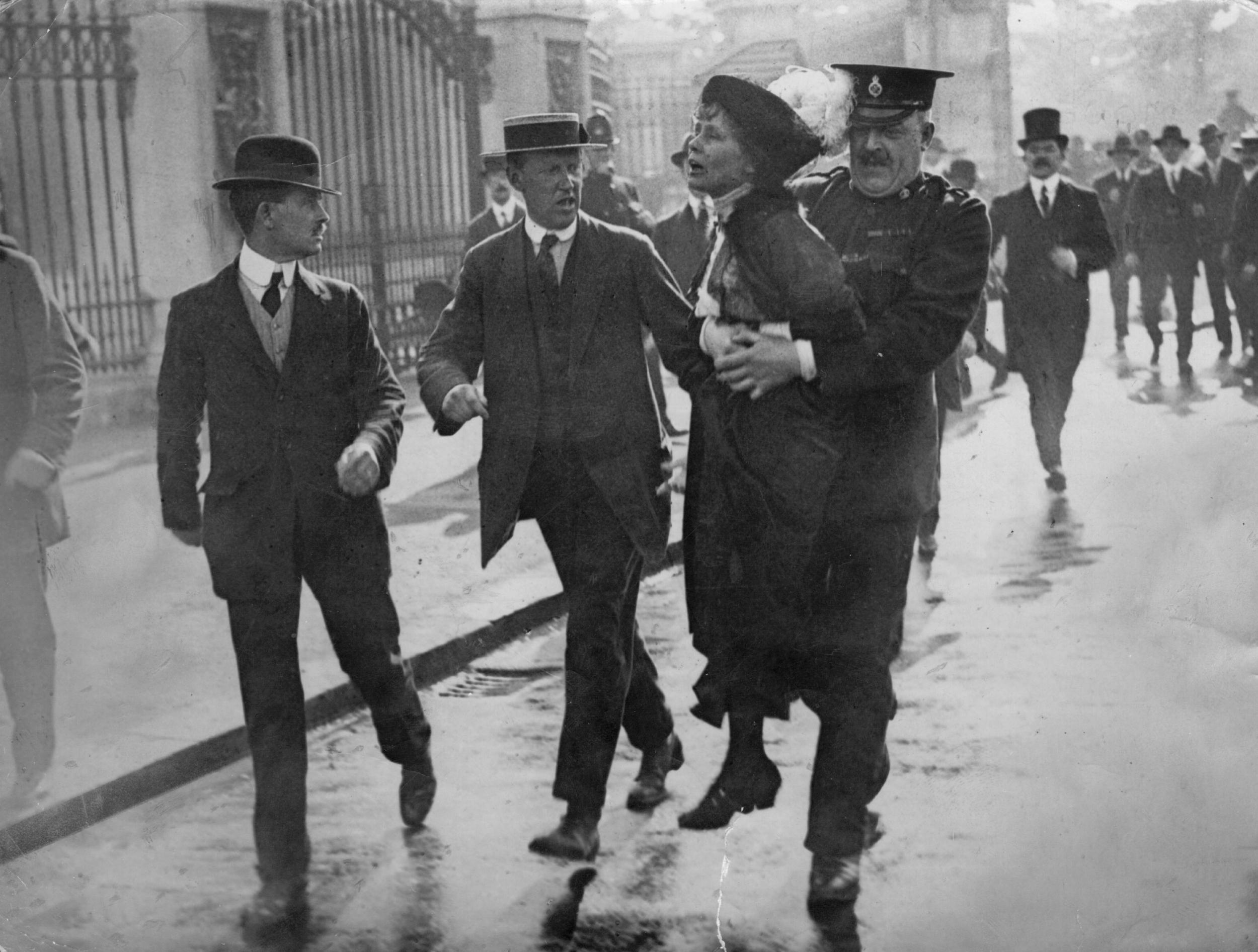 Emmeline Pankhurst being arrested