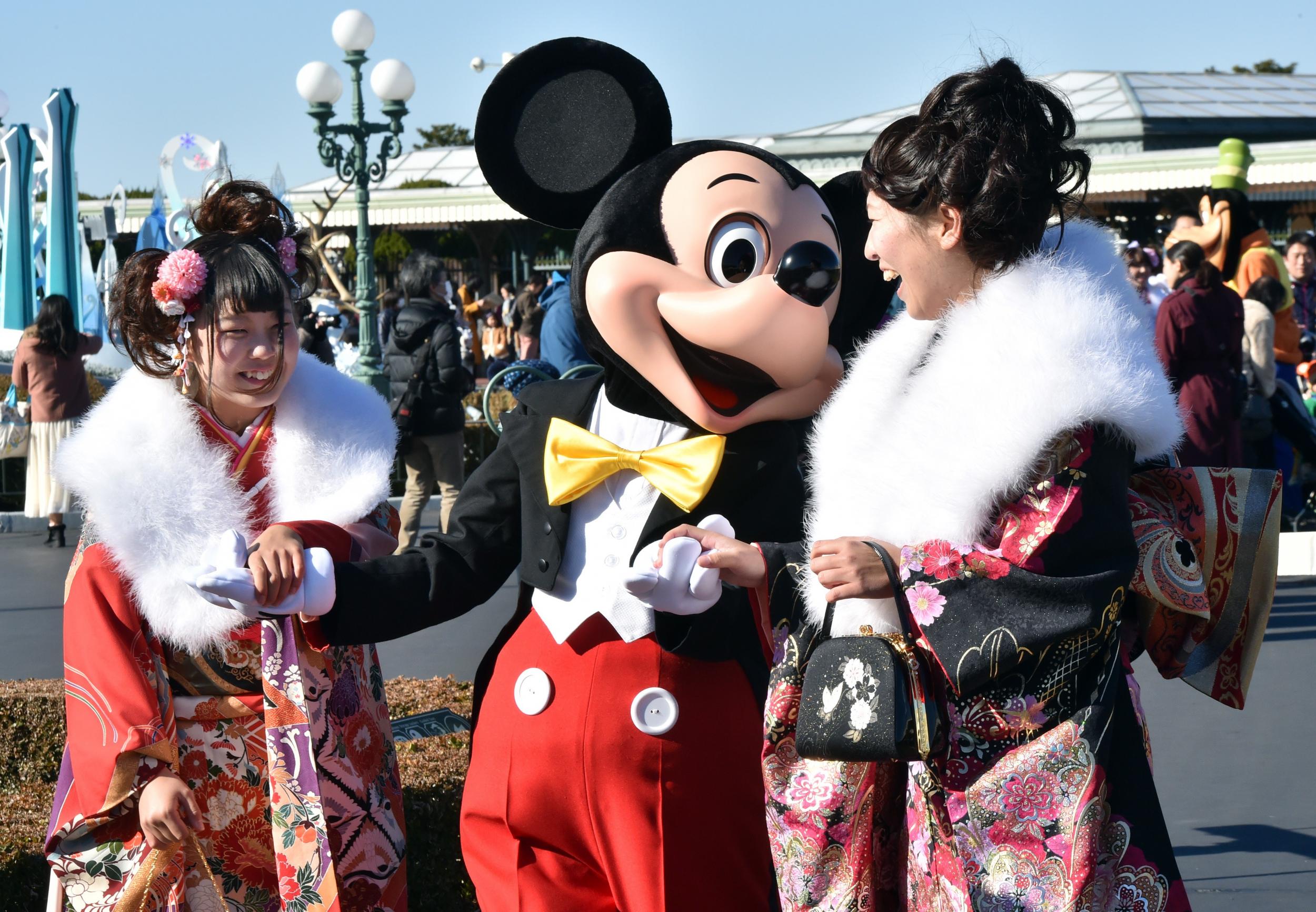 Happy patrons at Tokyo Disneyland