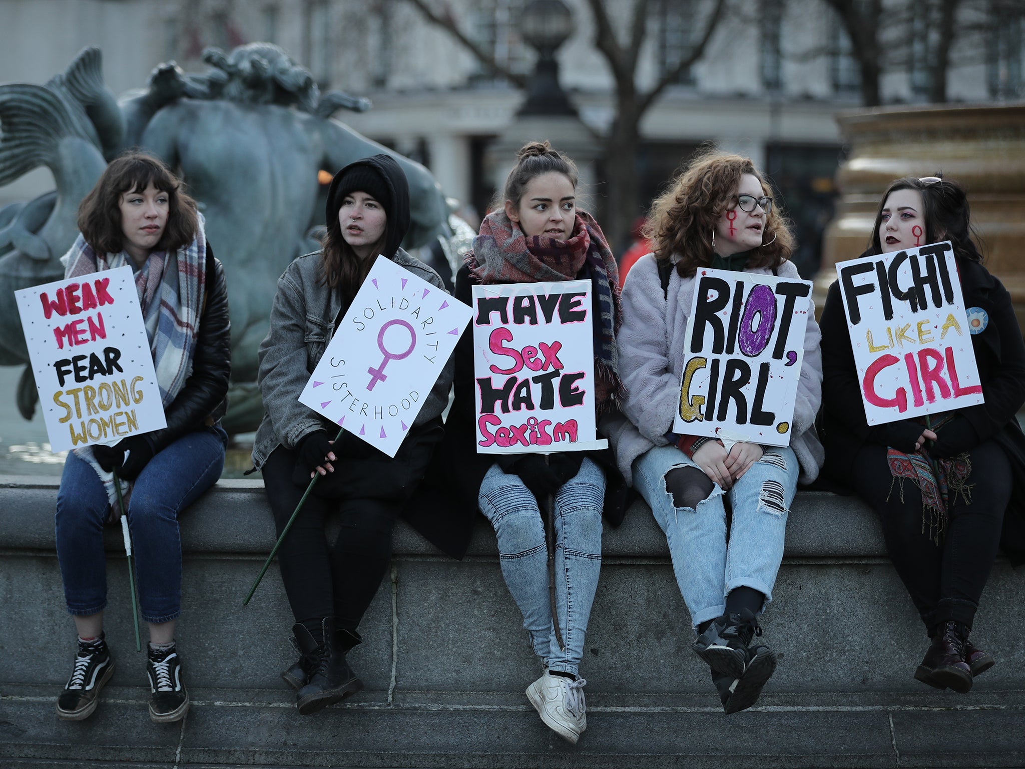 Protesters during the London branch of Women’s March in January