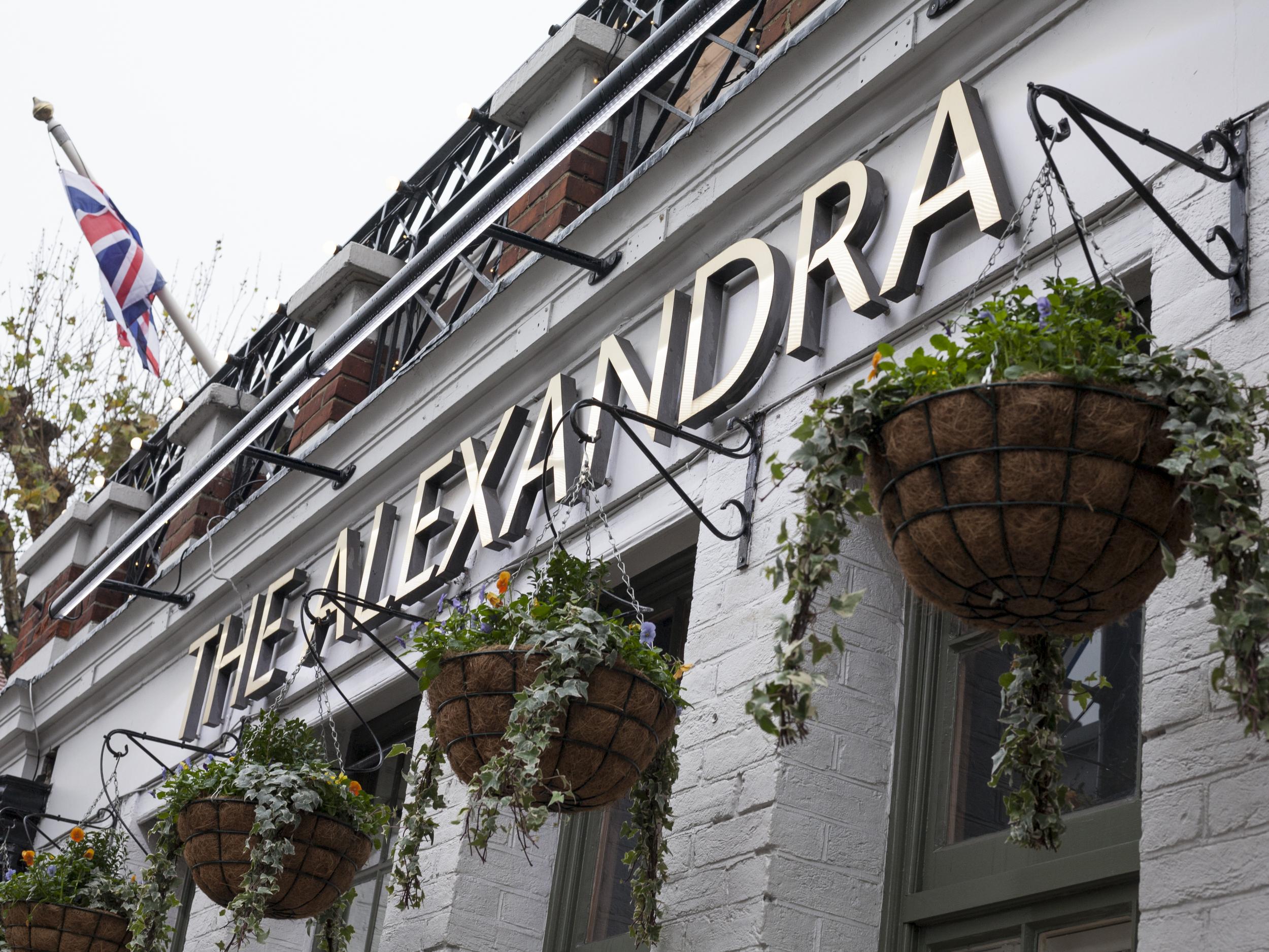 The Alexandra pub in Wimbledon, southwest London, where people on their own at Christmas are being served a free meal