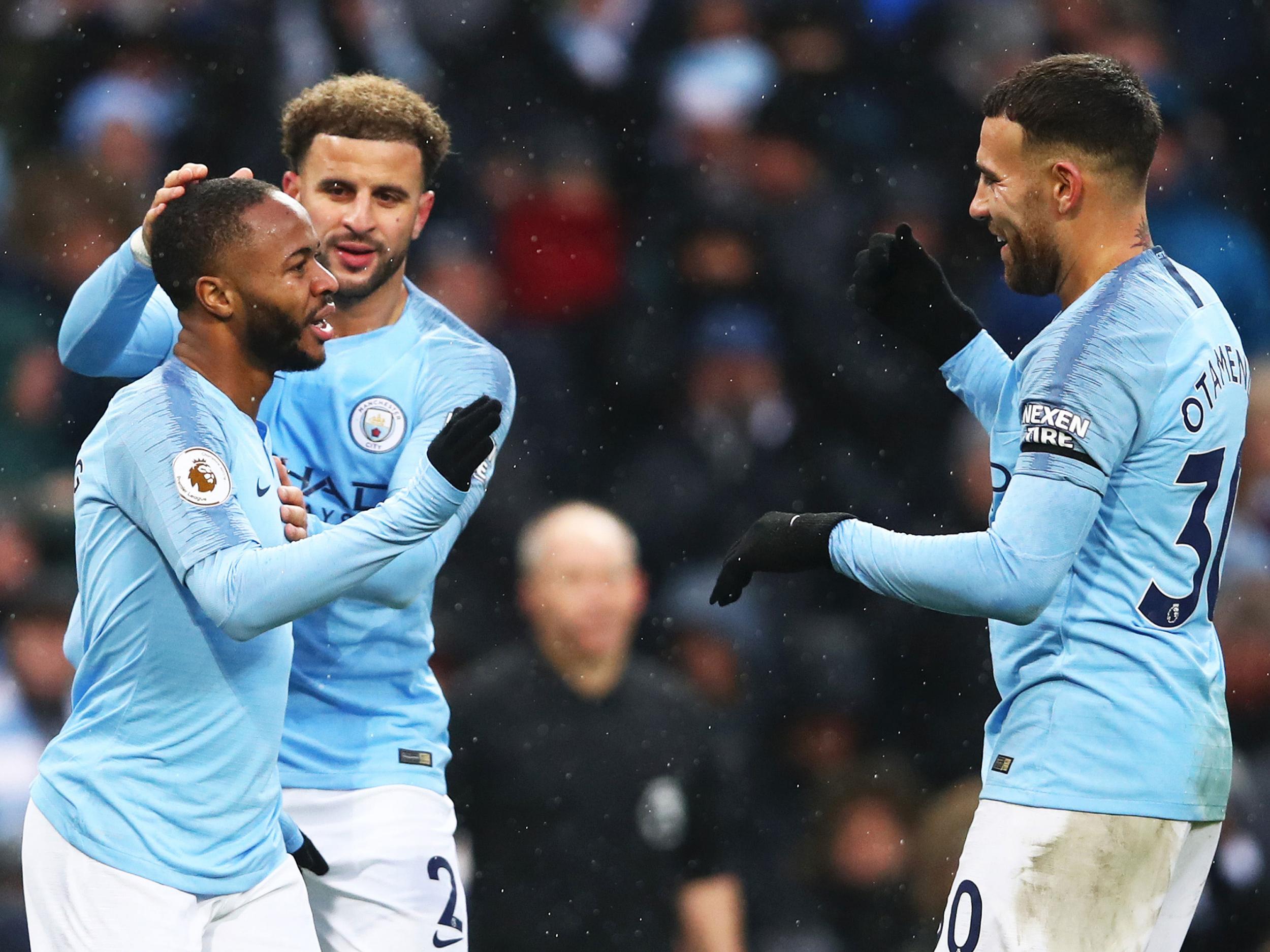 Raheem Sterling came on to score Manchester City's third at the Etihad on Saturday