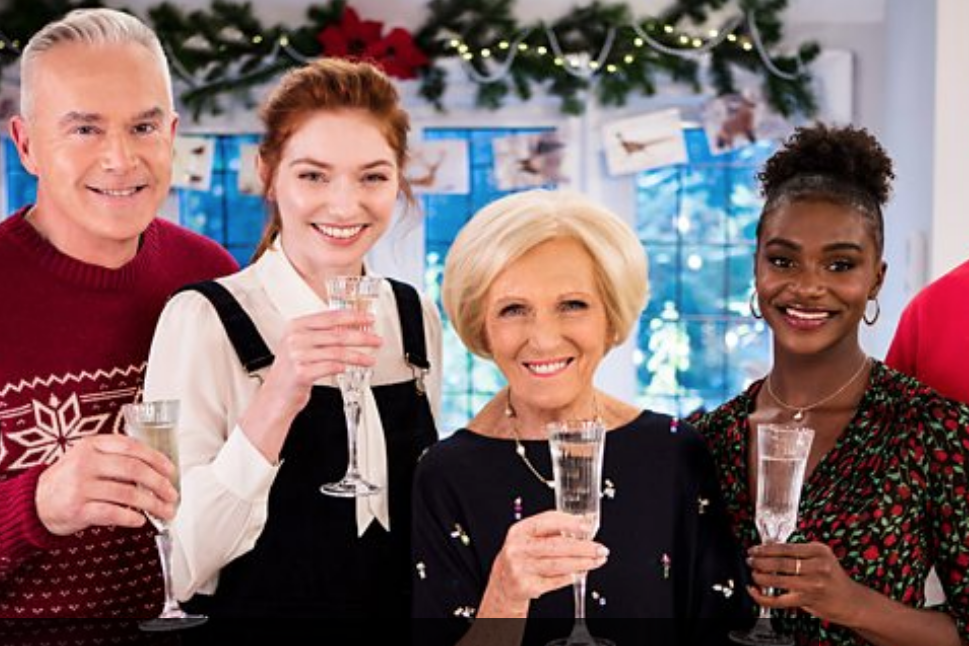 Mary Berry welcomes Huw Edwards, Eleanor Tomlinson, and Dina Asher-Smith to her 2018 Christmas Party