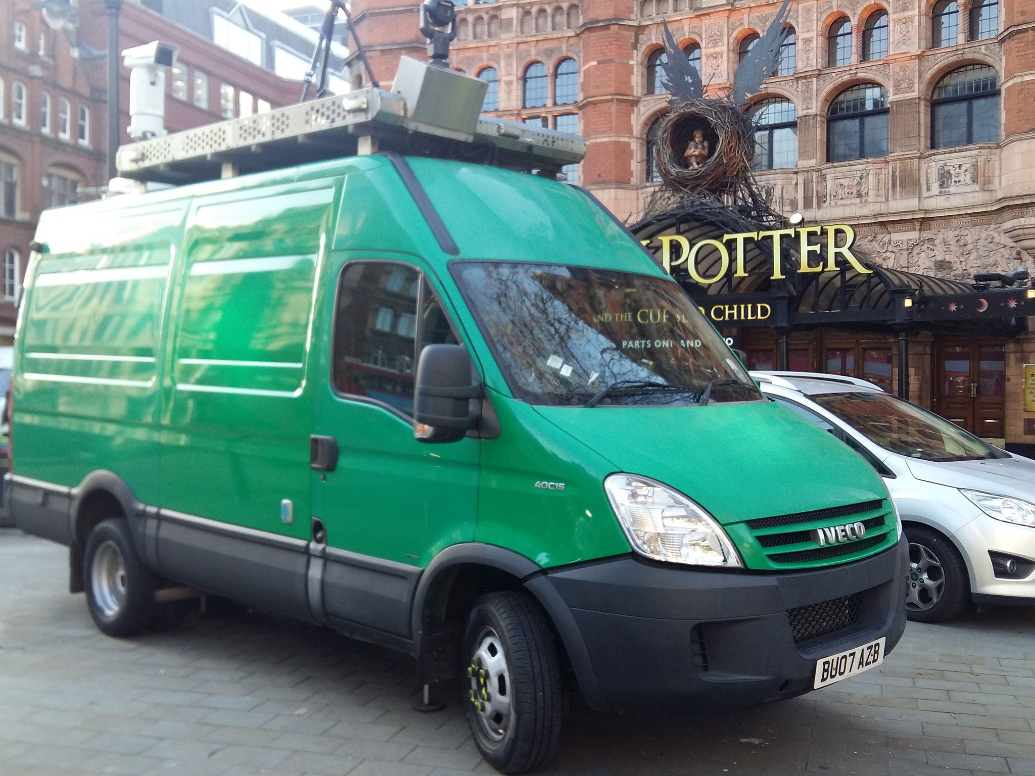 An unmarked police van carrying facial recognition cameras and software on deployment in London's West End on 17 December 2018