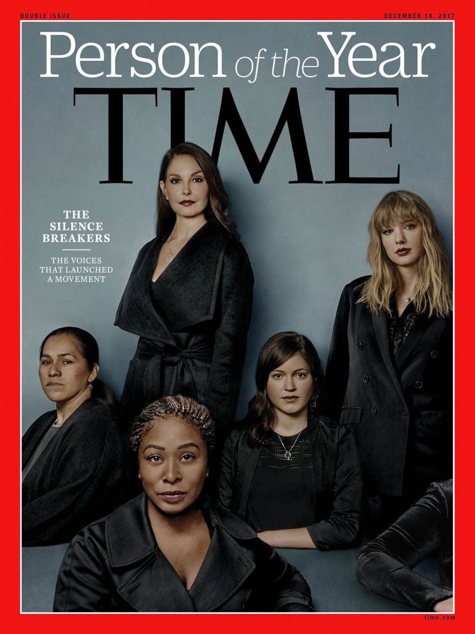 The Time Person of the Year 2017 cover featuring Ashley Judd, Taylor Swift, Susan Fowler, Adama Iwu and Isabel Pascual