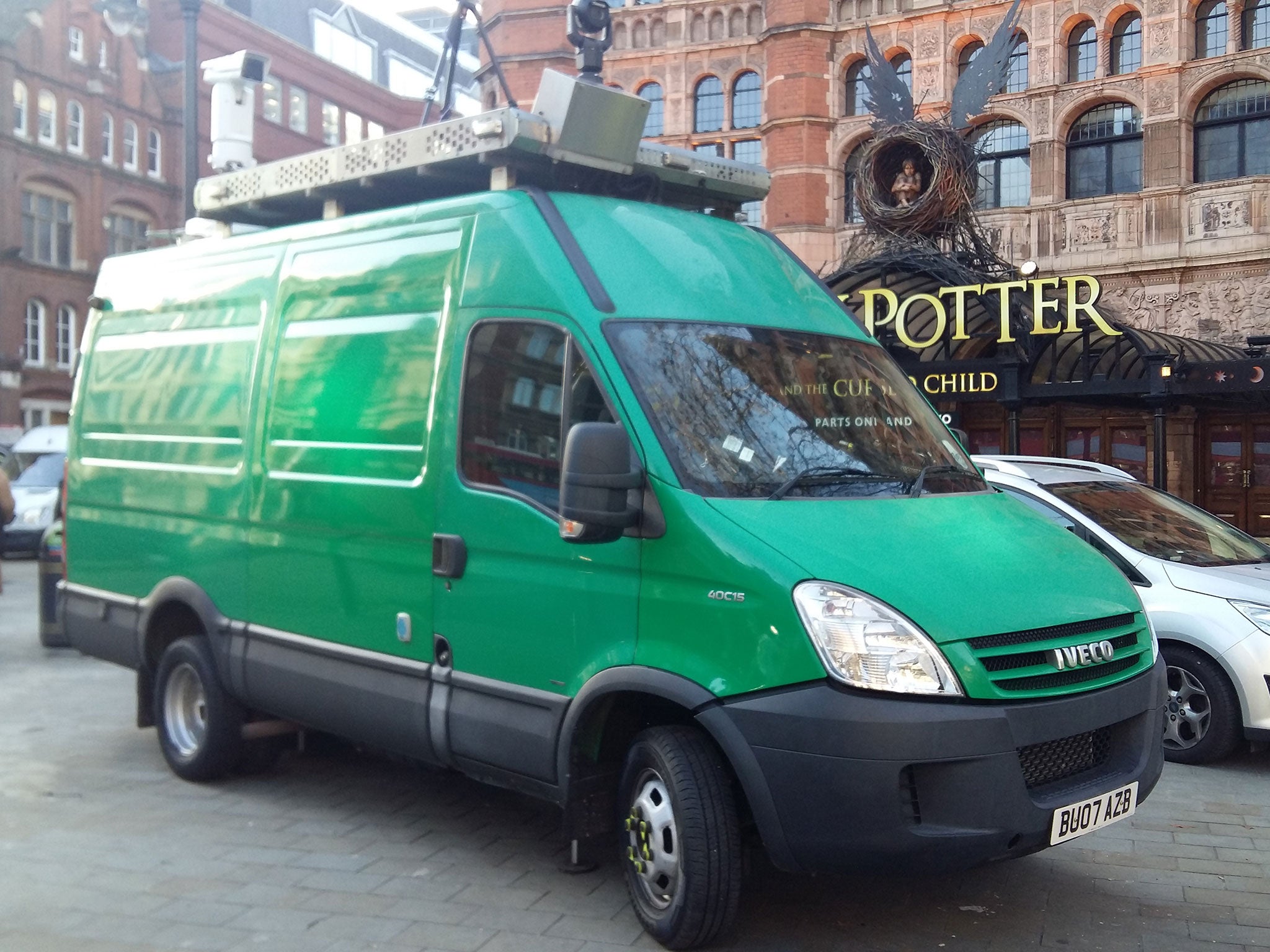 An unmarked police van carrying facial recognition cameras and software on deployment in London's West End on 17 December 2018