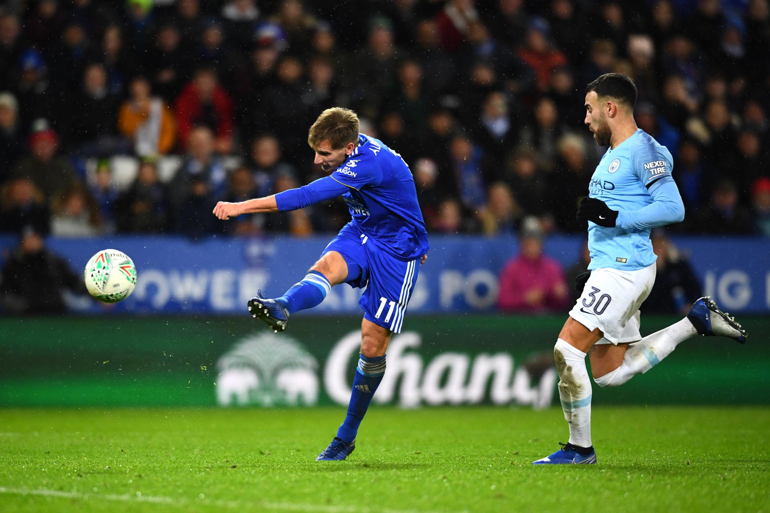 Marc Albrighton put Leicester on level terms 15 minutes before the end