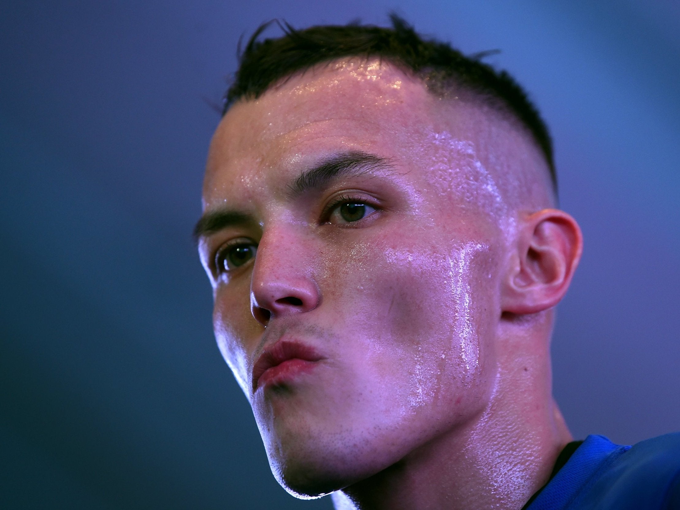 Josh Warrington during a public workout at the National Football Museum