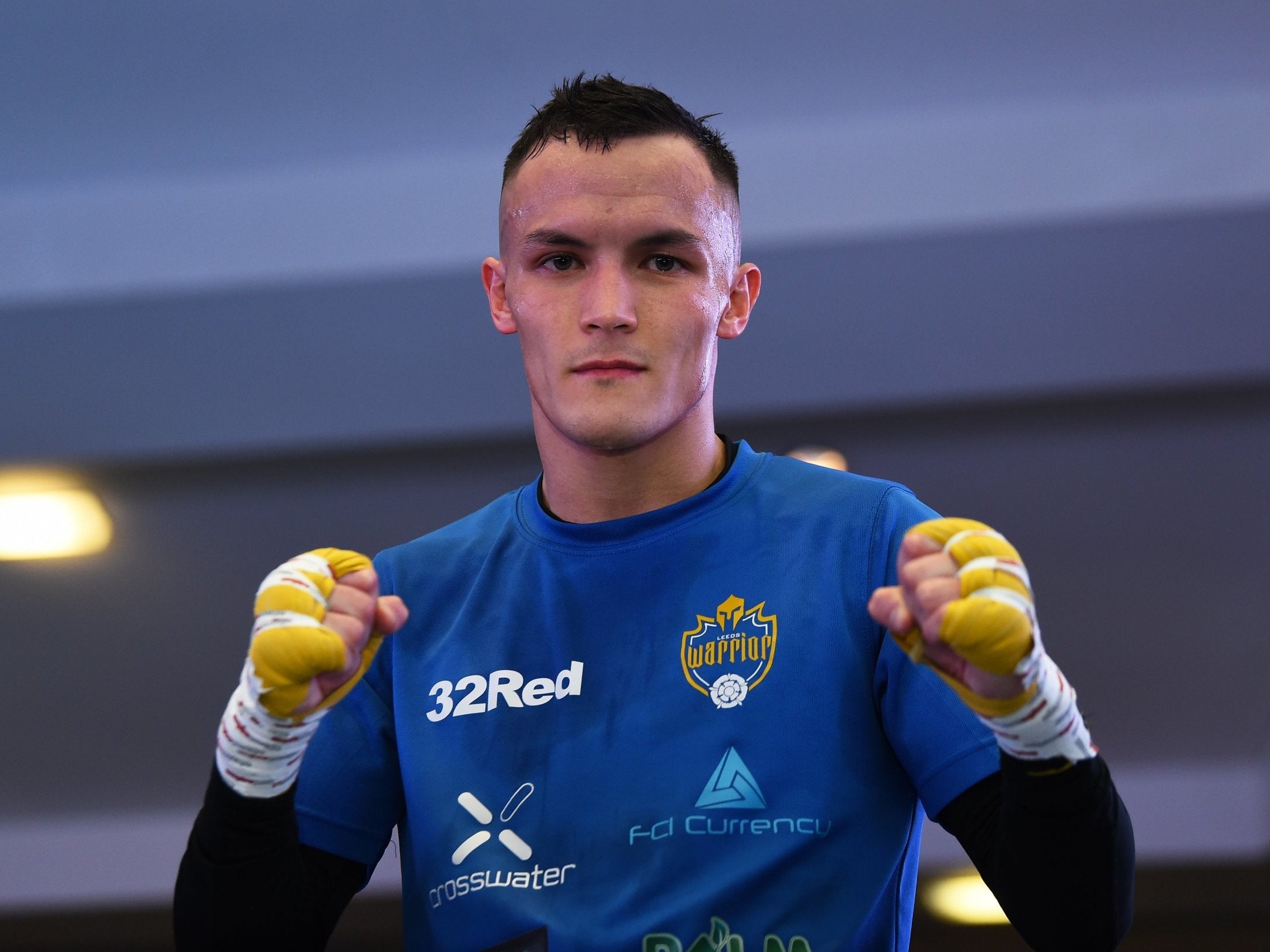 Josh Warrington during a public workout at the National Football Museum (Getty)